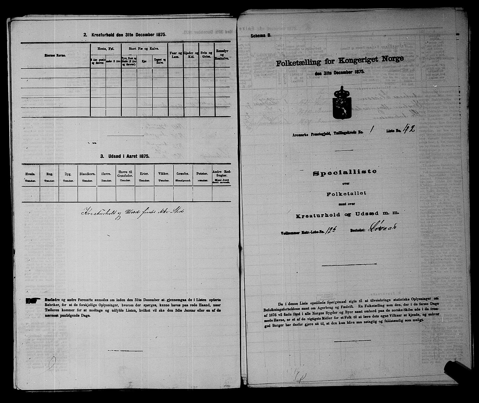 RA, 1875 census for 0118P Aremark, 1875, p. 148