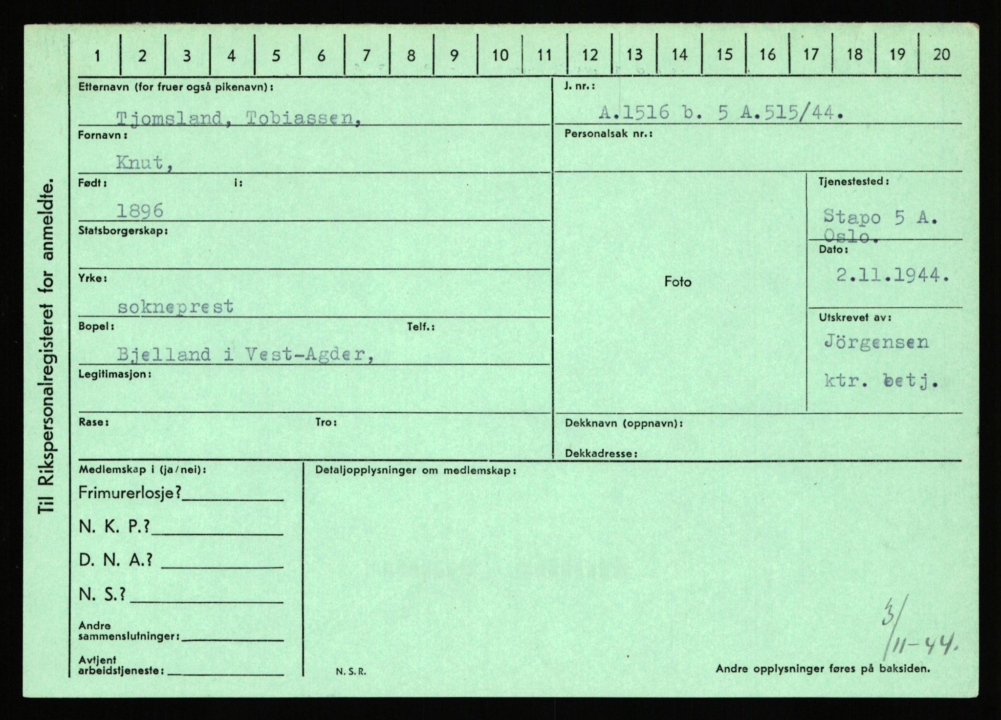 Statspolitiet - Hovedkontoret / Osloavdelingen, AV/RA-S-1329/C/Ca/L0015: Svea - Tøsse, 1943-1945, p. 3284