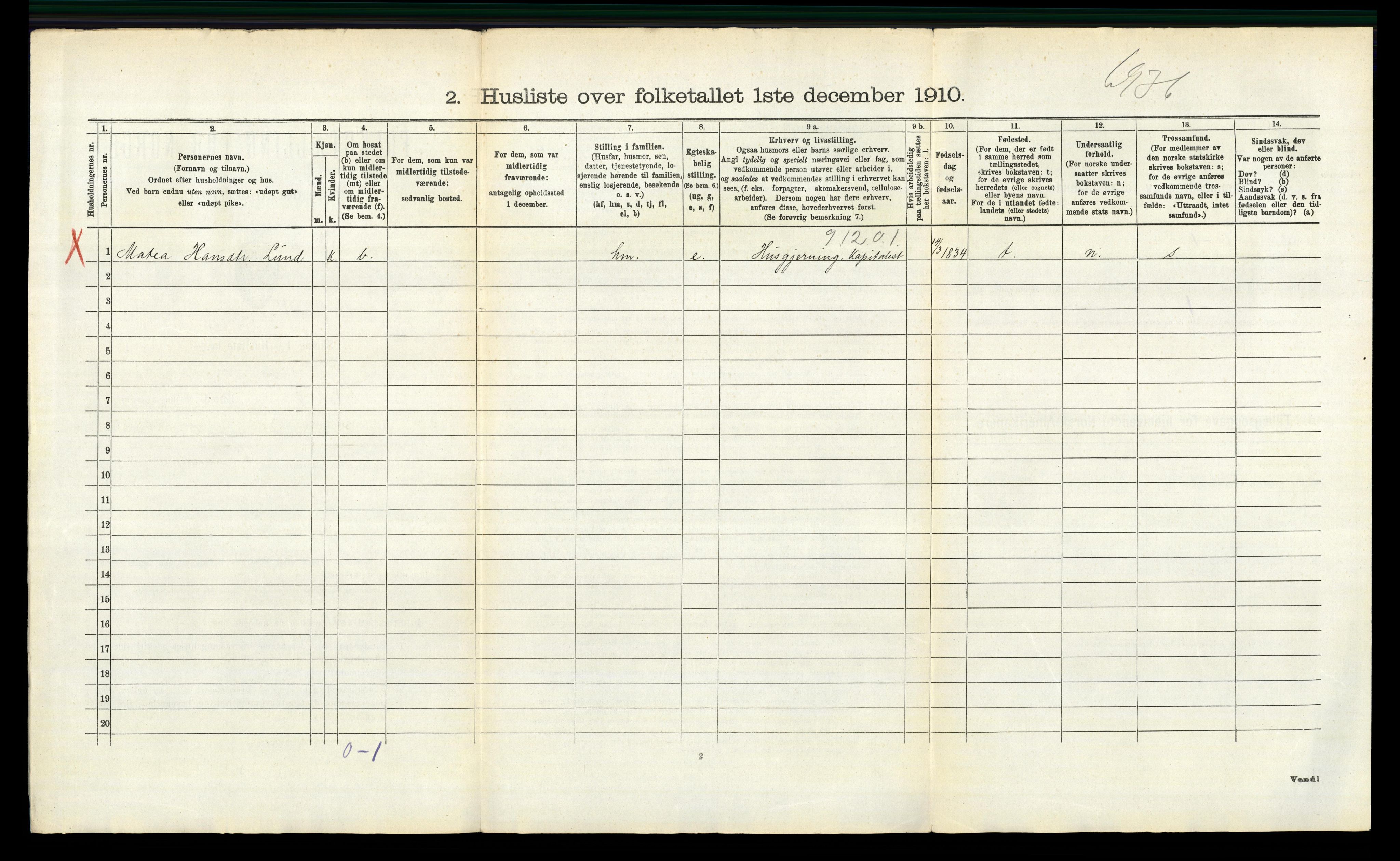 RA, 1910 census for Aurskog, 1910, p. 610