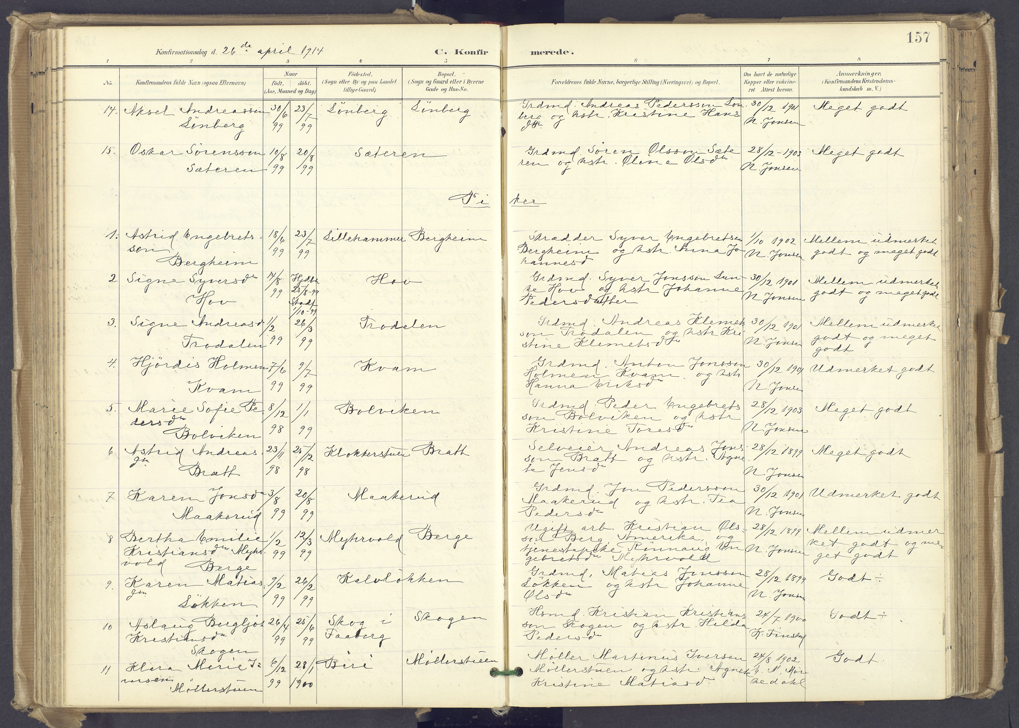 Øyer prestekontor, SAH/PREST-084/H/Ha/Haa/L0012: Parish register (official) no. 12, 1897-1920, p. 157