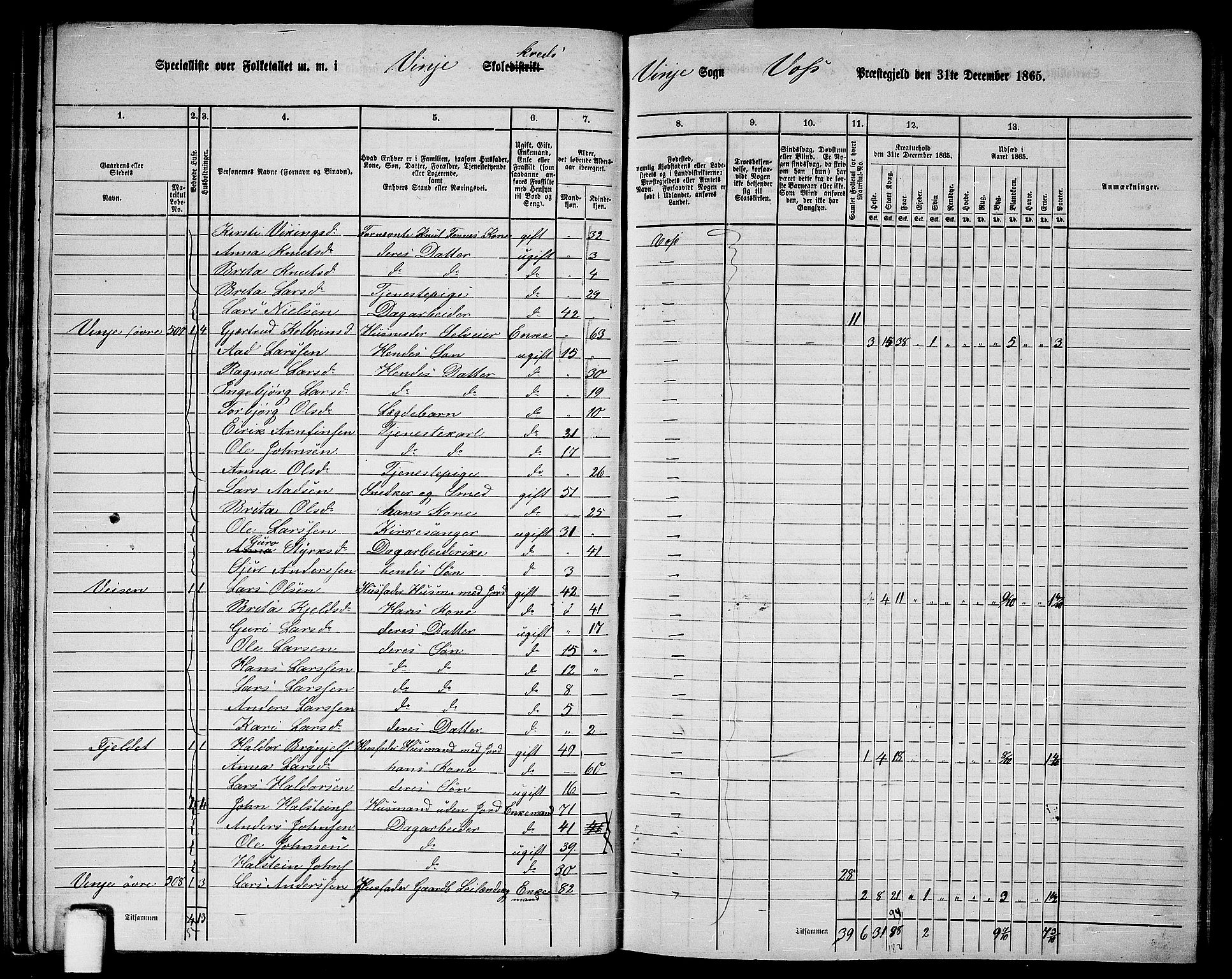 RA, 1865 census for Voss, 1865, p. 277