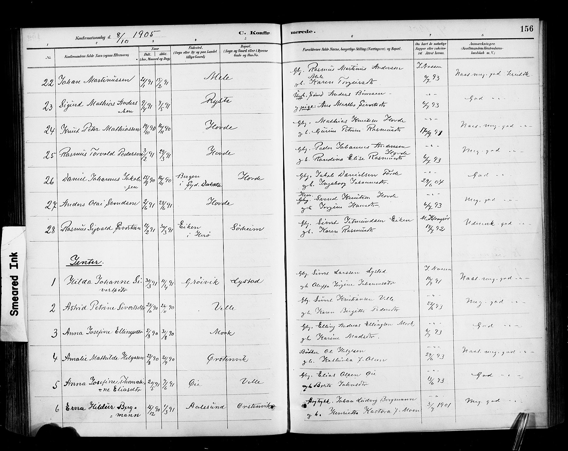 Ministerialprotokoller, klokkerbøker og fødselsregistre - Møre og Romsdal, AV/SAT-A-1454/513/L0177: Parish register (official) no. 513A04, 1890-1906, p. 156