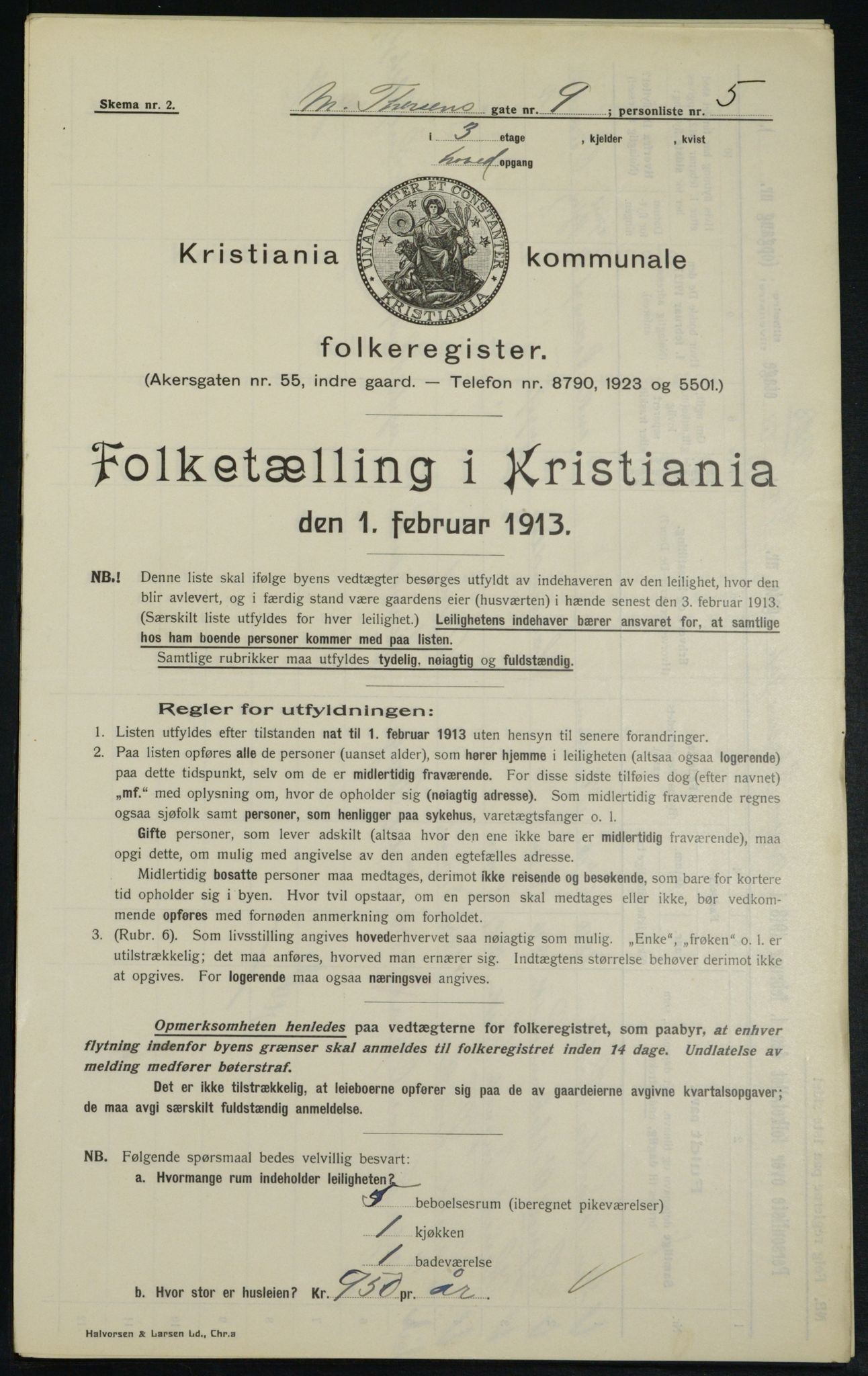 OBA, Municipal Census 1913 for Kristiania, 1913, p. 65533