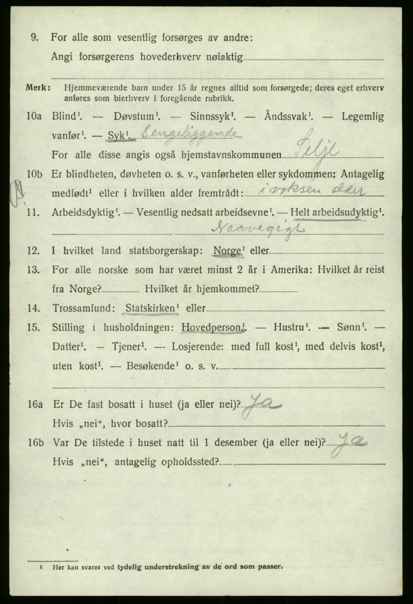 SAB, 1920 census for Selje, 1920, p. 3044