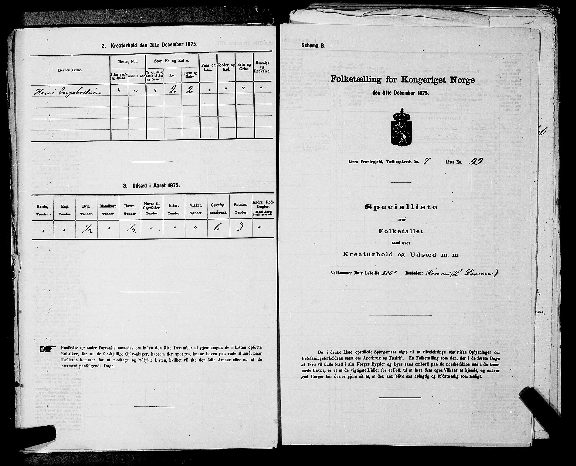 SAKO, 1875 census for 0626P Lier, 1875, p. 1301