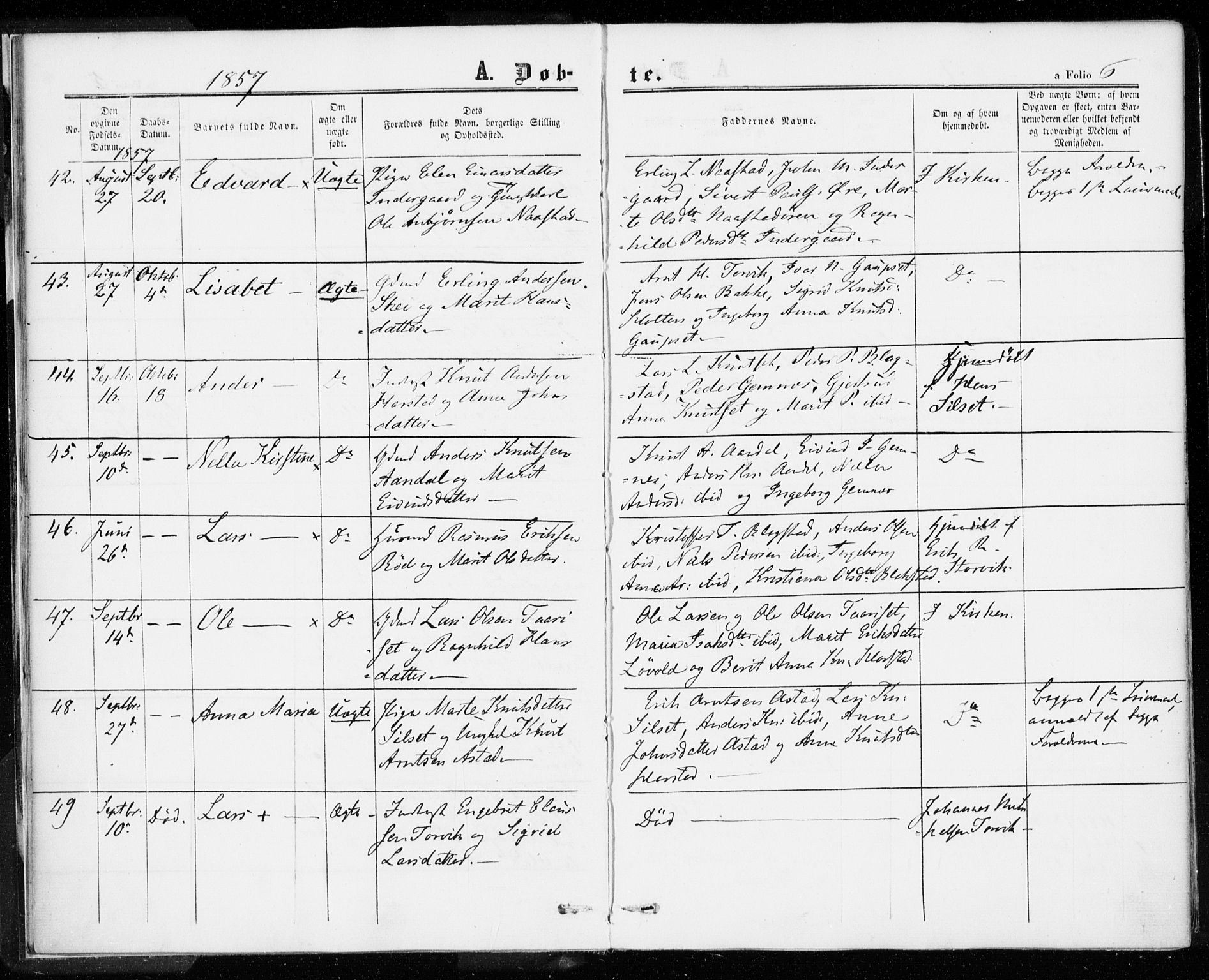 Ministerialprotokoller, klokkerbøker og fødselsregistre - Møre og Romsdal, AV/SAT-A-1454/584/L0965: Parish register (official) no. 584A05, 1857-1868, p. 6