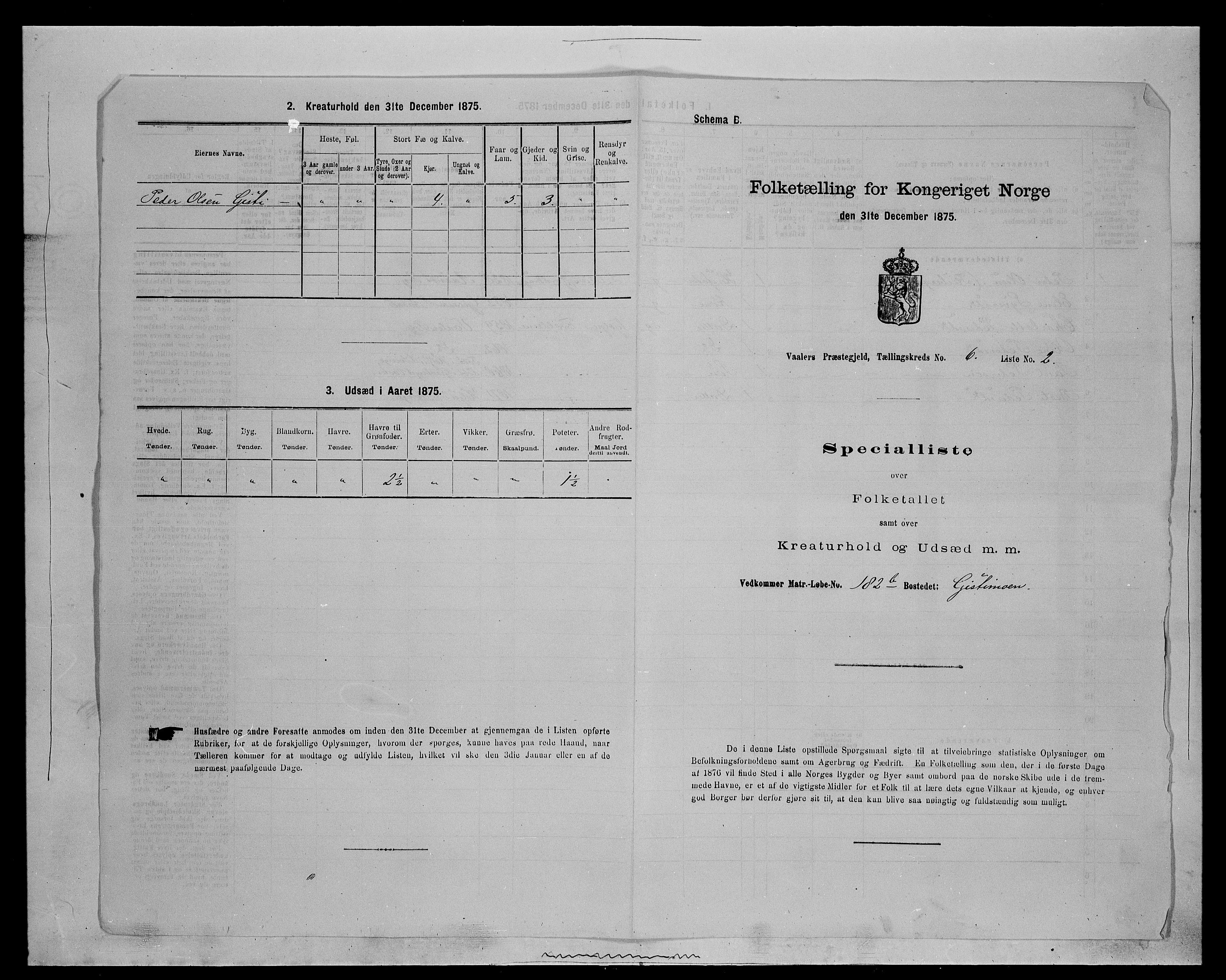 SAH, 1875 census for 0426P Våler parish (Hedmark), 1875, p. 717