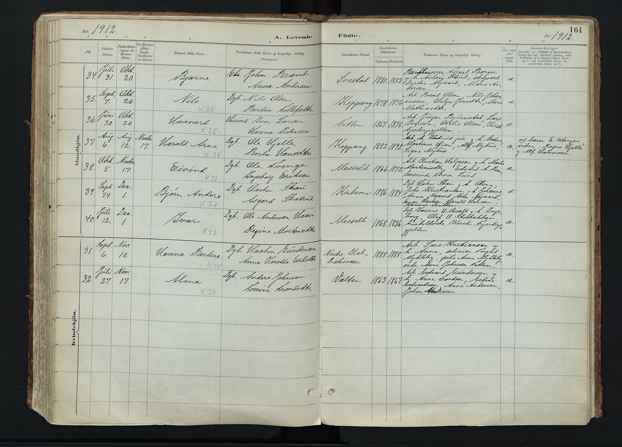 Stor-Elvdal prestekontor, SAH/PREST-052/H/Ha/Haa/L0004: Parish register (official) no. 4, 1890-1922, p. 164