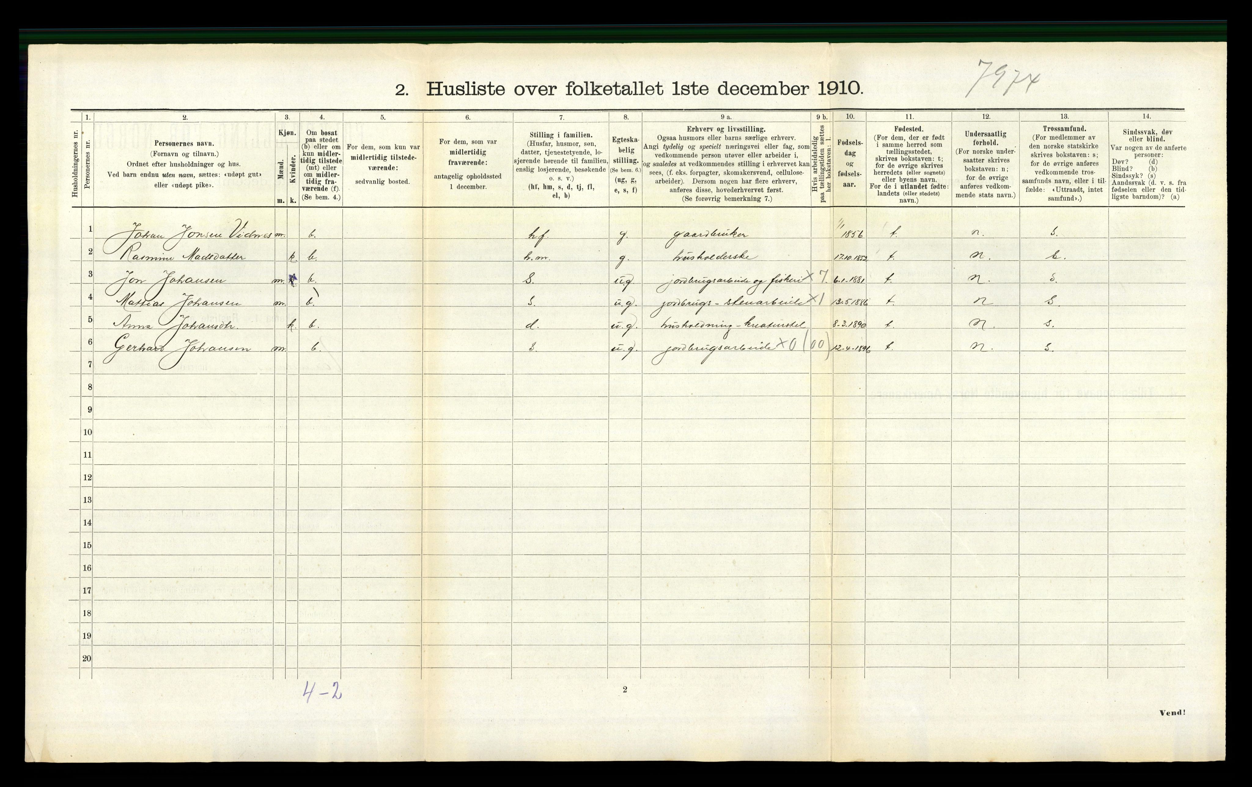 RA, 1910 census for Vanylven, 1910, p. 384