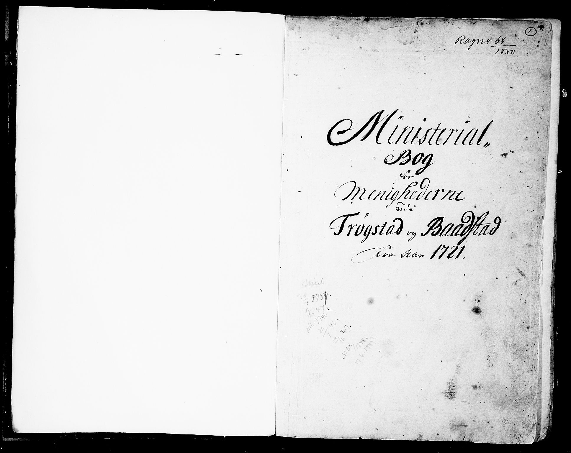 Trøgstad prestekontor Kirkebøker, AV/SAO-A-10925/F/Fa/L0003: Parish register (official) no. I 3, 1721-1749, p. 1