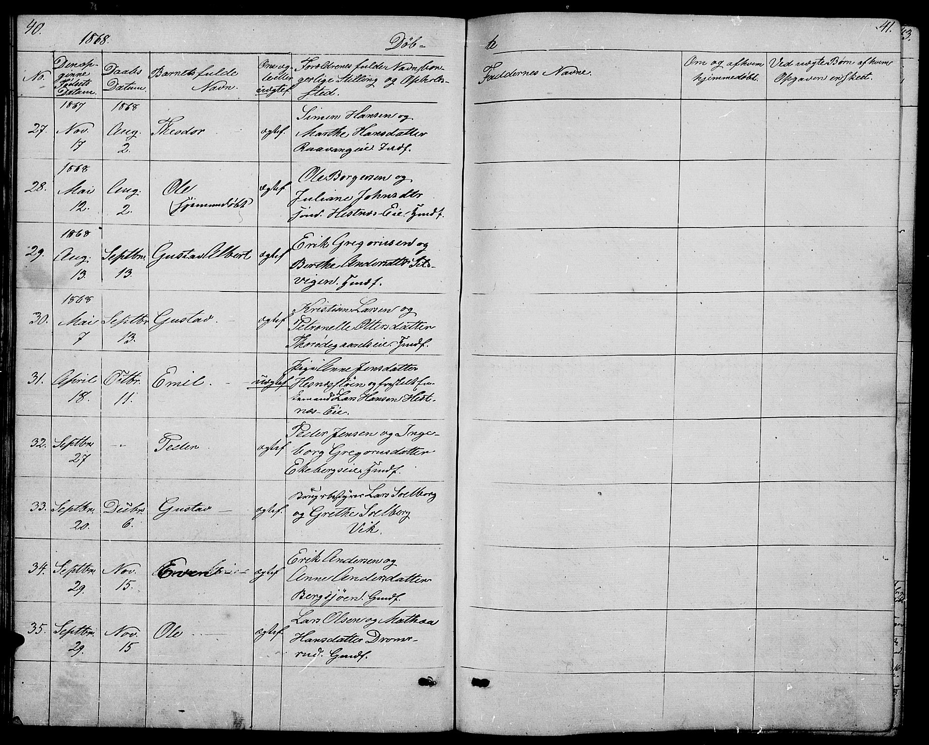 Stange prestekontor, AV/SAH-PREST-002/L/L0005: Parish register (copy) no. 5, 1861-1881, p. 40-41