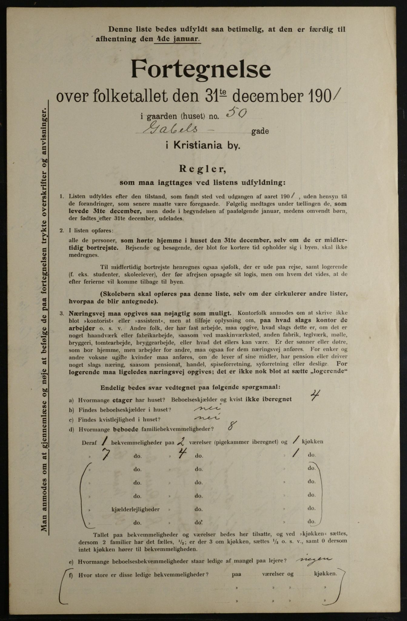 OBA, Municipal Census 1901 for Kristiania, 1901, p. 4594