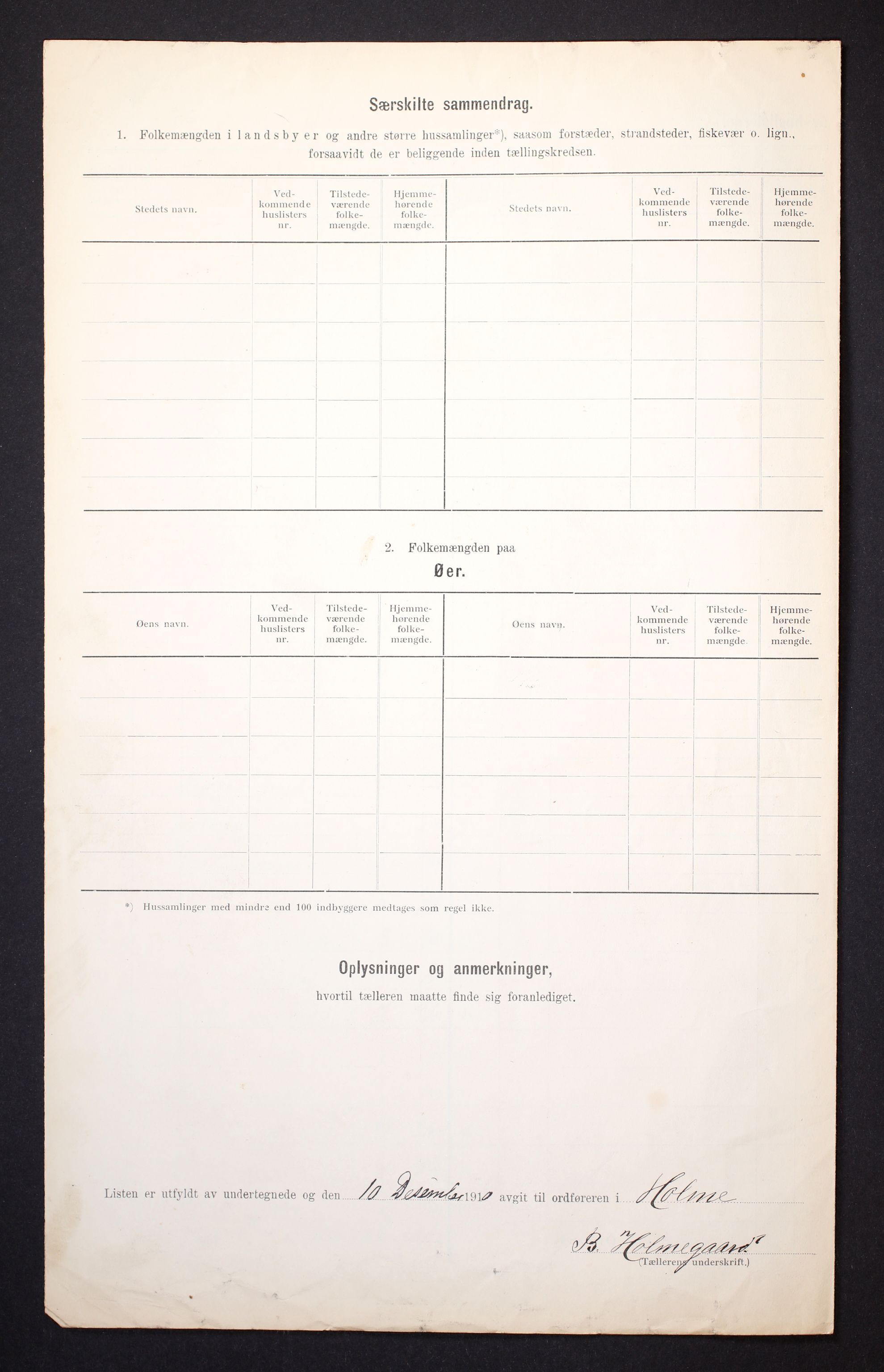 RA, 1910 census for Holum, 1910, p. 9