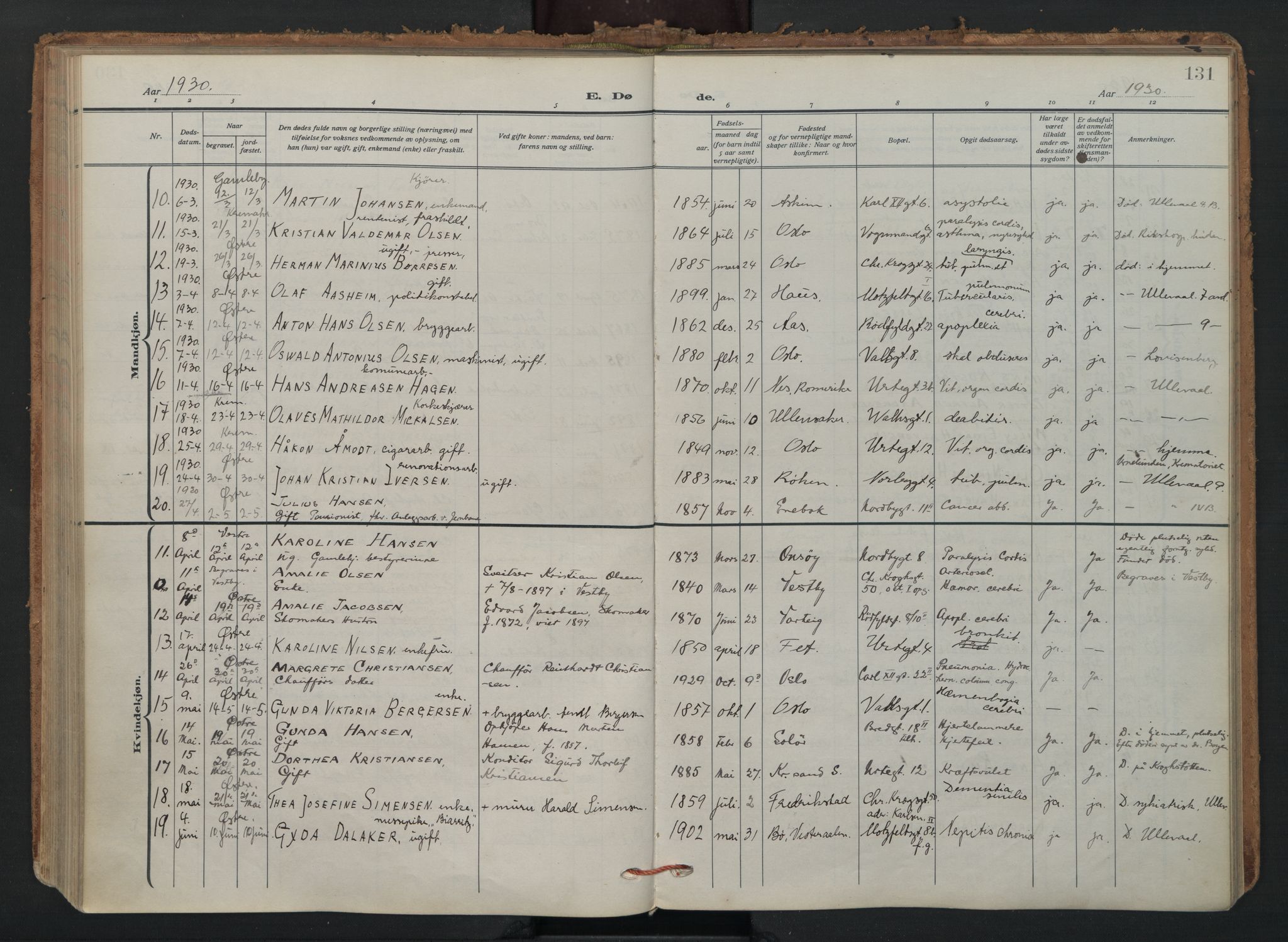 Vaterland prestekontor Kirkebøker, SAO/A-10880/F/Fa/L0003: Parish register (official) no. 3, 1922-1944, p. 131