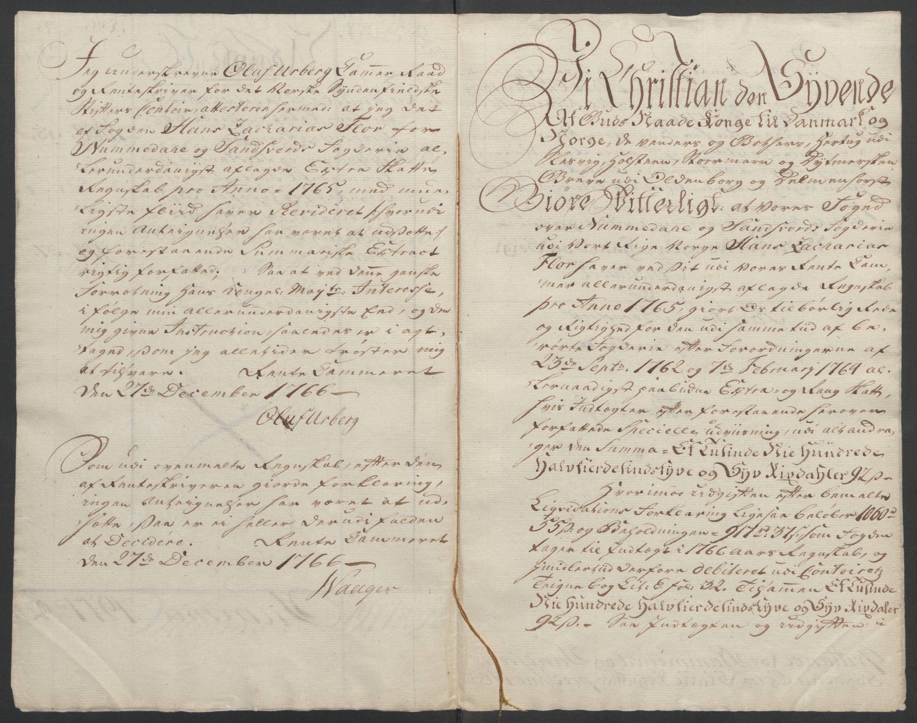 Rentekammeret inntil 1814, Reviderte regnskaper, Fogderegnskap, RA/EA-4092/R24/L1672: Ekstraskatten Numedal og Sandsvær, 1762-1767, p. 261