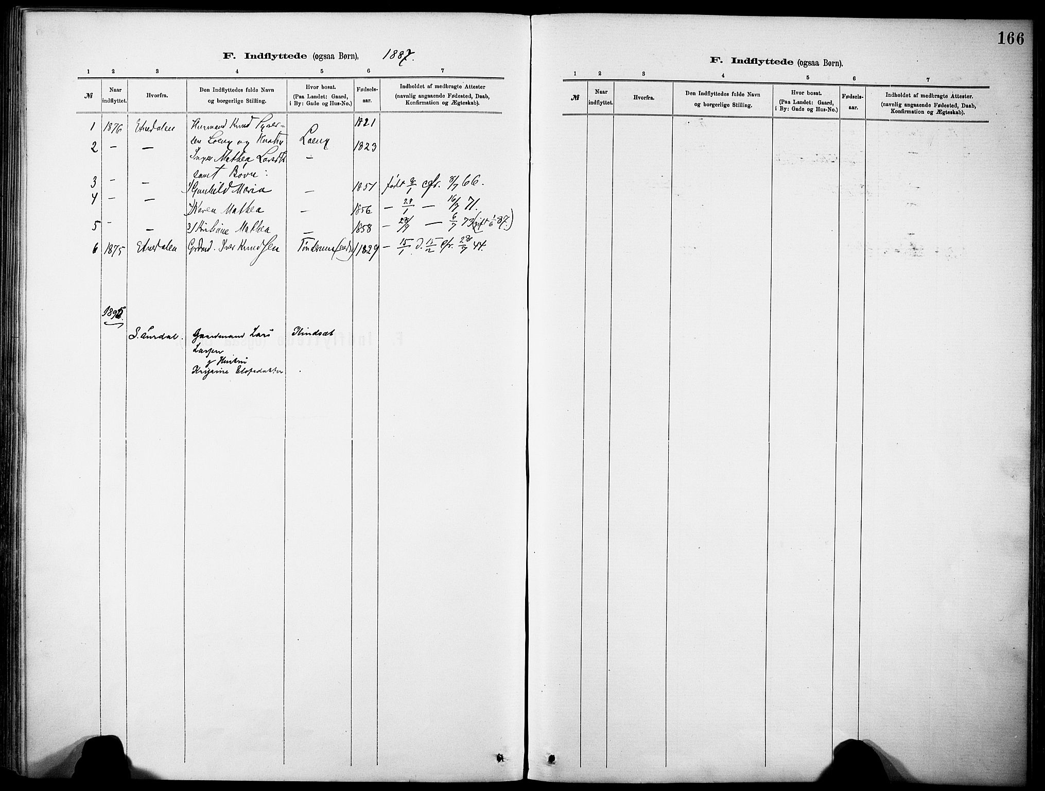Nordre Land prestekontor, SAH/PREST-124/H/Ha/Haa/L0005: Parish register (official) no. 5, 1882-1903, p. 166