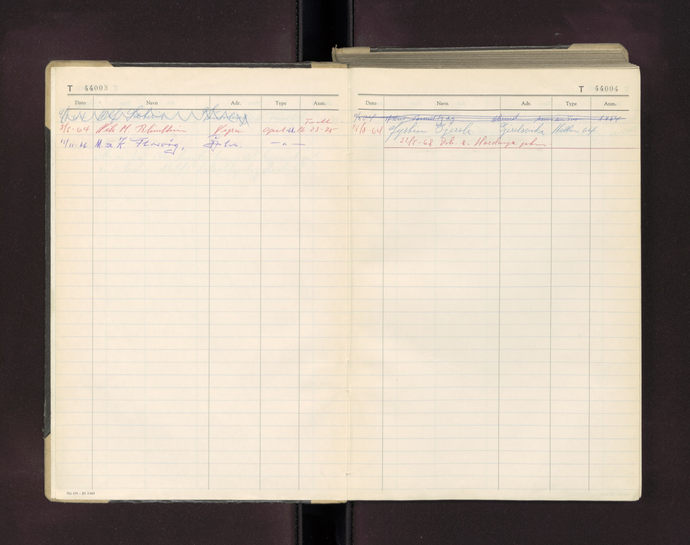Møre og Romsdal vegkontor - Ålesund trafikkstasjon, AV/SAT-A-4099/F/Fc/L0041: Bilregister; T 44000 - T 44499, 1960-1970