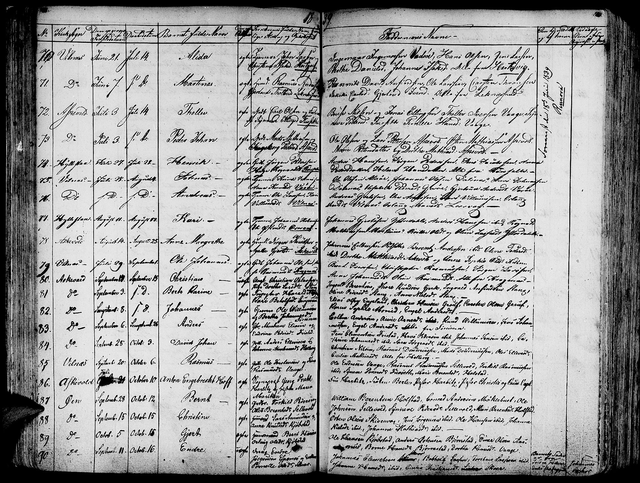 Askvoll sokneprestembete, SAB/A-79501/H/Haa/Haaa/L0010: Parish register (official) no. A 10, 1821-1844, p. 182-183