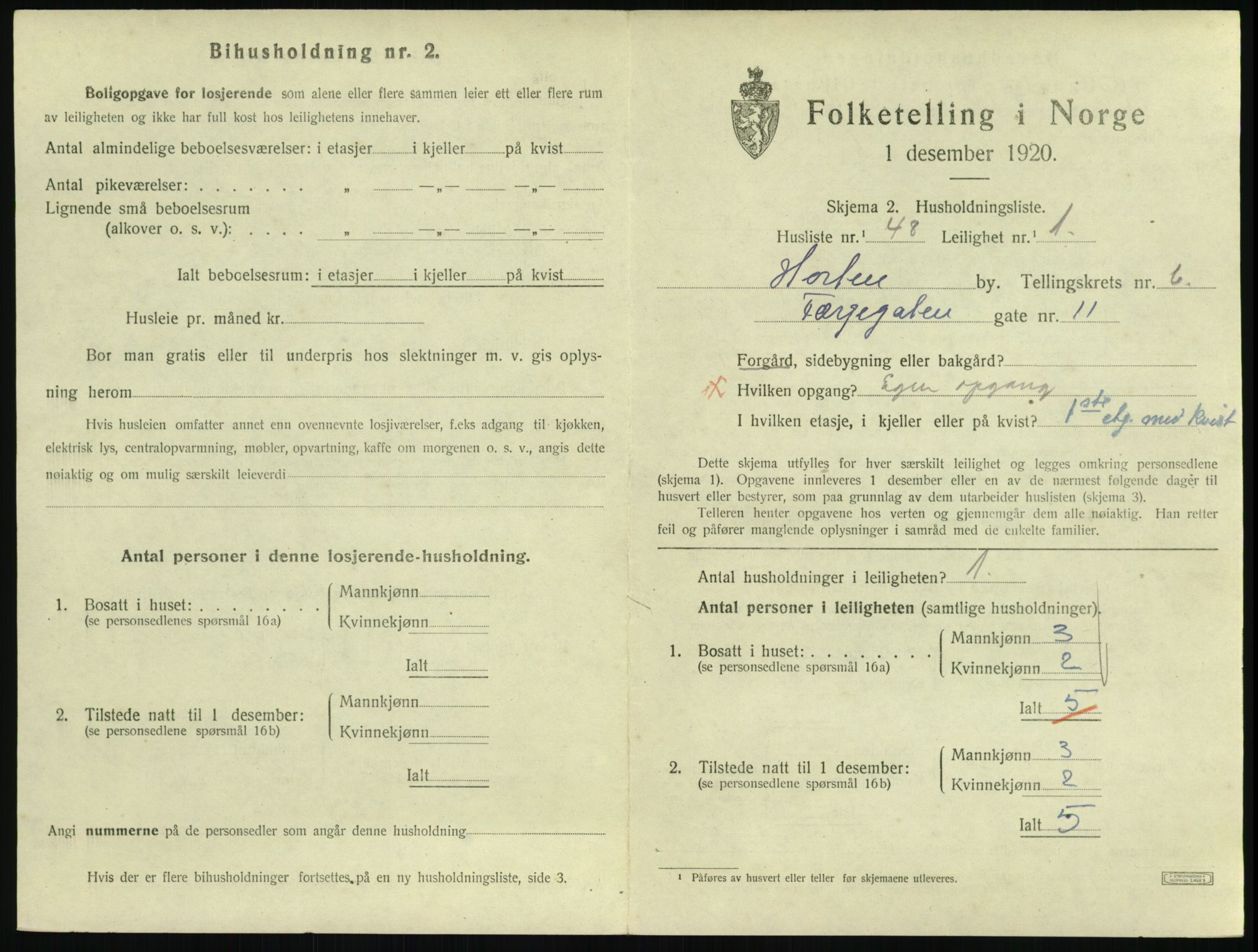 SAKO, 1920 census for Horten, 1920, p. 6541