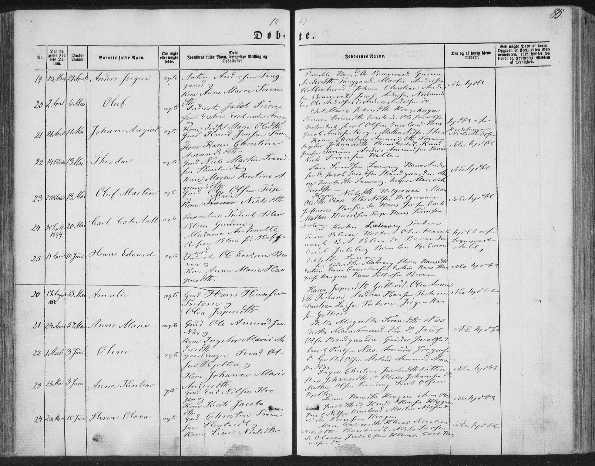 Brunlanes kirkebøker, AV/SAKO-A-342/F/Fa/L0004: Parish register (official) no. I 4, 1846-1862, p. 85