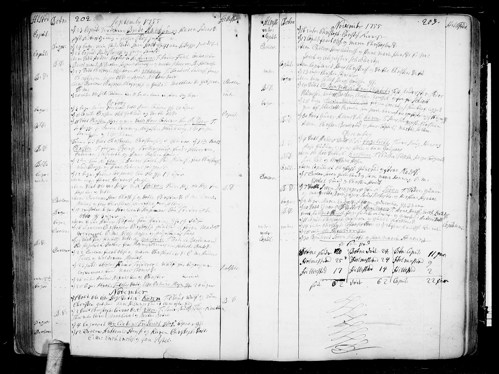 Botne kirkebøker, AV/SAKO-A-340/F/Fa/L0001a: Parish register (official) no. I 1A, 1707-1778, p. 202-203