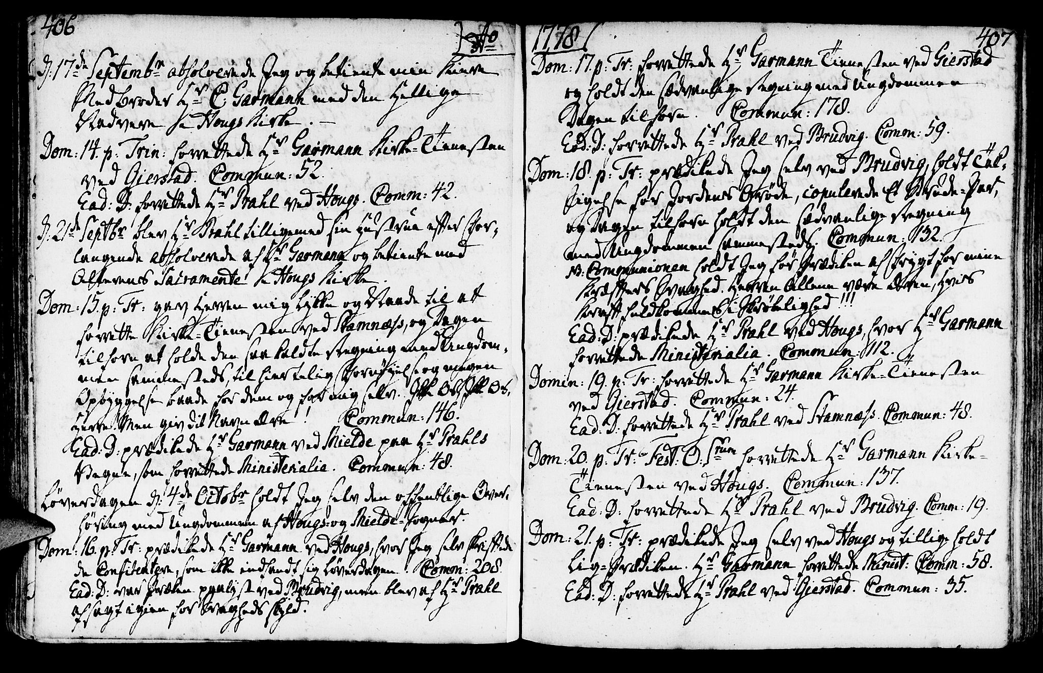 Haus sokneprestembete, AV/SAB-A-75601/H/Haa: Parish register (official) no. A 9, 1767-1781, p. 406-407