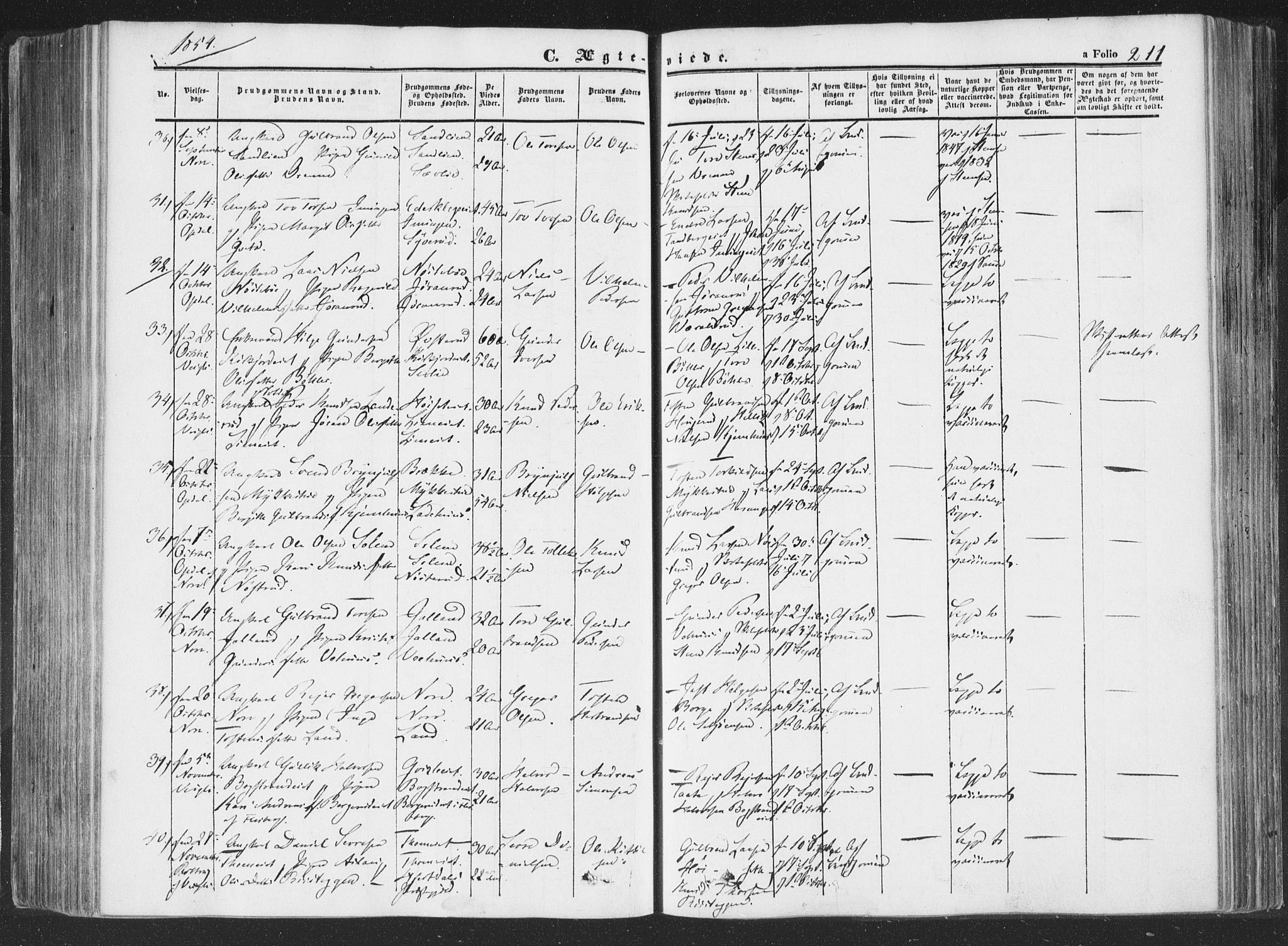 Rollag kirkebøker, AV/SAKO-A-240/F/Fa/L0008: Parish register (official) no. I 8, 1847-1860, p. 211