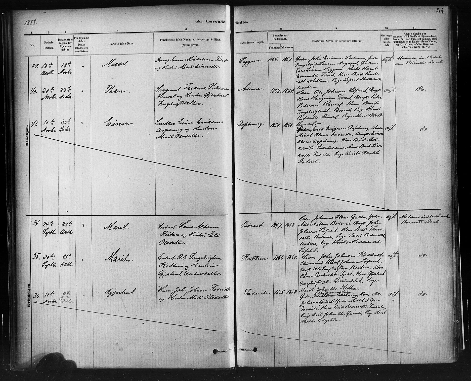 Ministerialprotokoller, klokkerbøker og fødselsregistre - Møre og Romsdal, AV/SAT-A-1454/598/L1069: Parish register (official) no. 598A03, 1882-1895, p. 54