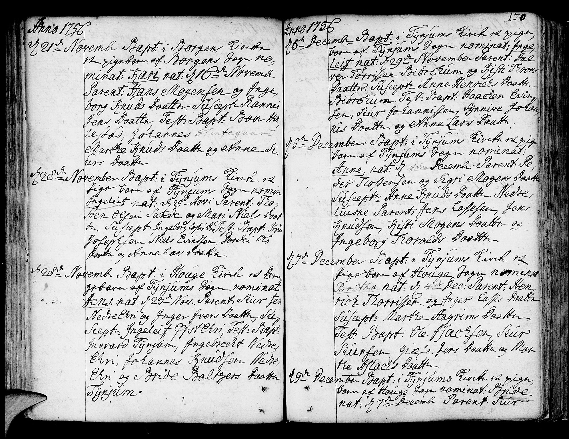 Lærdal sokneprestembete, SAB/A-81201: Parish register (official) no. A 2, 1752-1782, p. 130