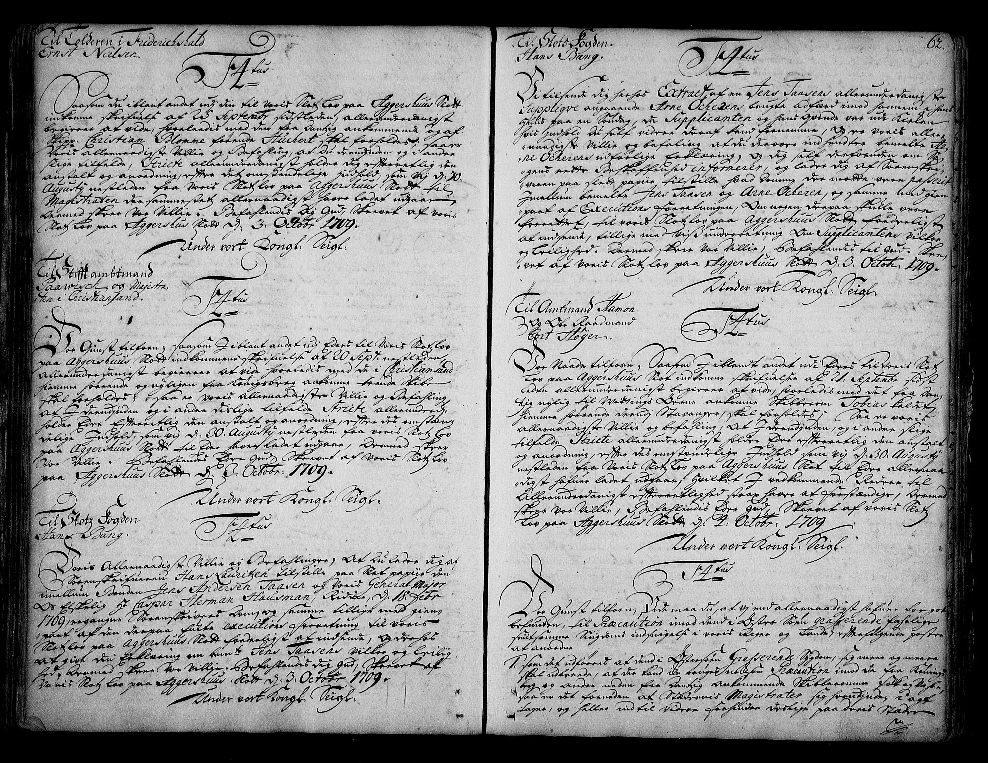 Stattholderembetet 1572-1771, AV/RA-EA-2870/Bd/L0007: Ordreprotokoll, 1704-1711, p. 61b-62a