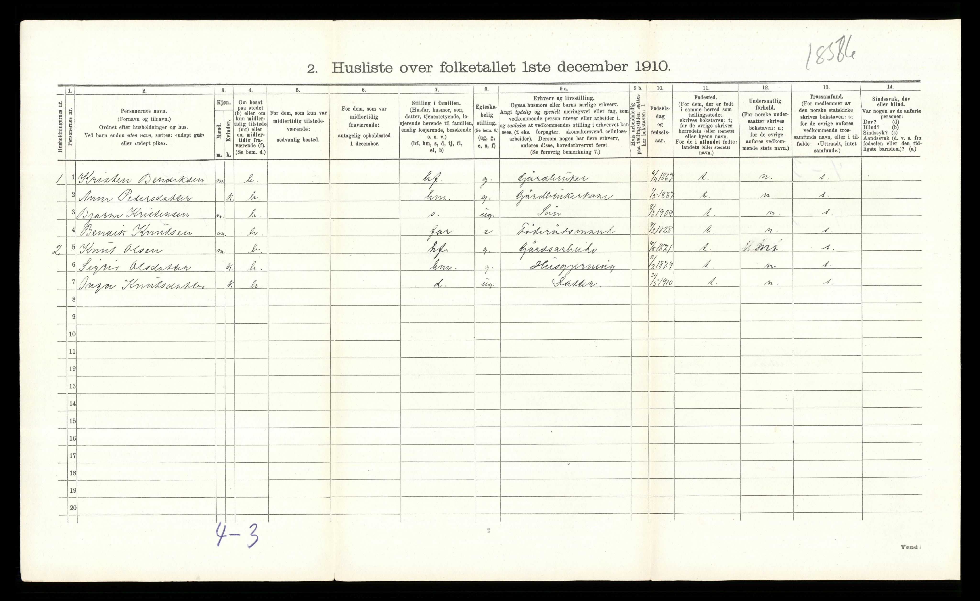 RA, 1910 census for Øystre Slidre, 1910, p. 151