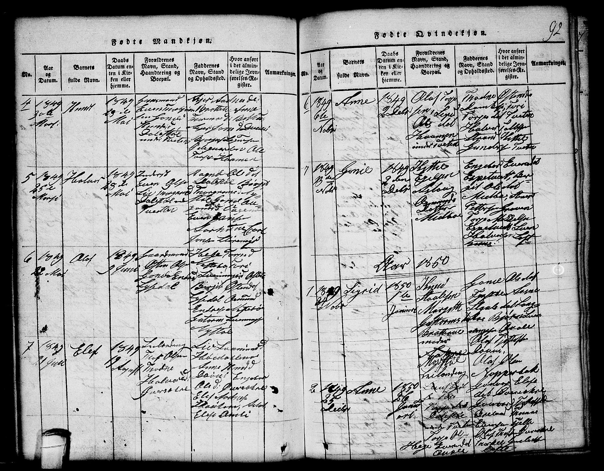 Lårdal kirkebøker, SAKO/A-284/G/Gc/L0001: Parish register (copy) no. III 1, 1815-1854, p. 92