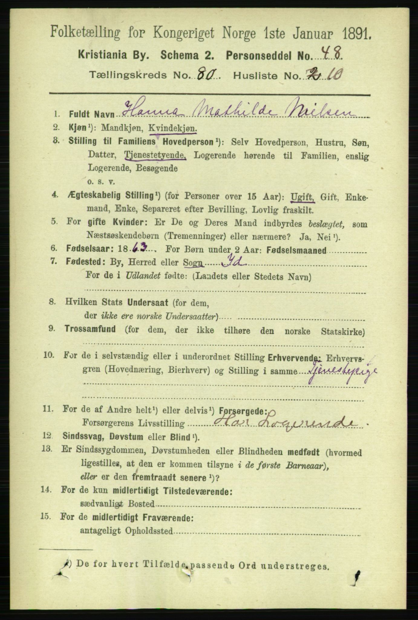 RA, 1891 census for 0301 Kristiania, 1891, p. 41450