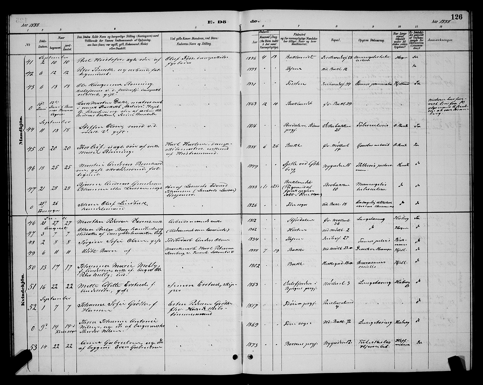 Ministerialprotokoller, klokkerbøker og fødselsregistre - Sør-Trøndelag, AV/SAT-A-1456/604/L0223: Parish register (copy) no. 604C06, 1886-1897, p. 126