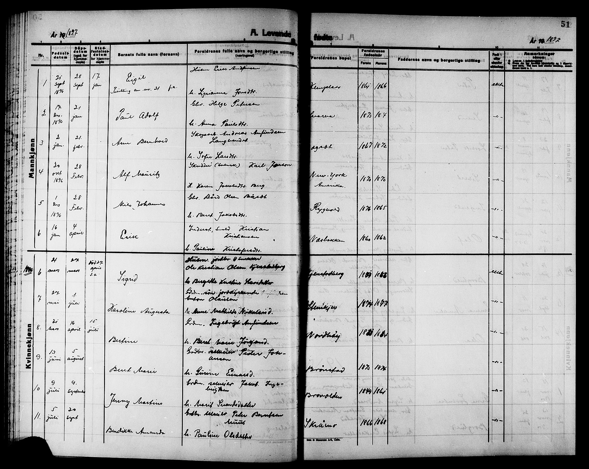 Ministerialprotokoller, klokkerbøker og fødselsregistre - Nord-Trøndelag, AV/SAT-A-1458/749/L0487: Parish register (official) no. 749D03, 1887-1902, p. 51