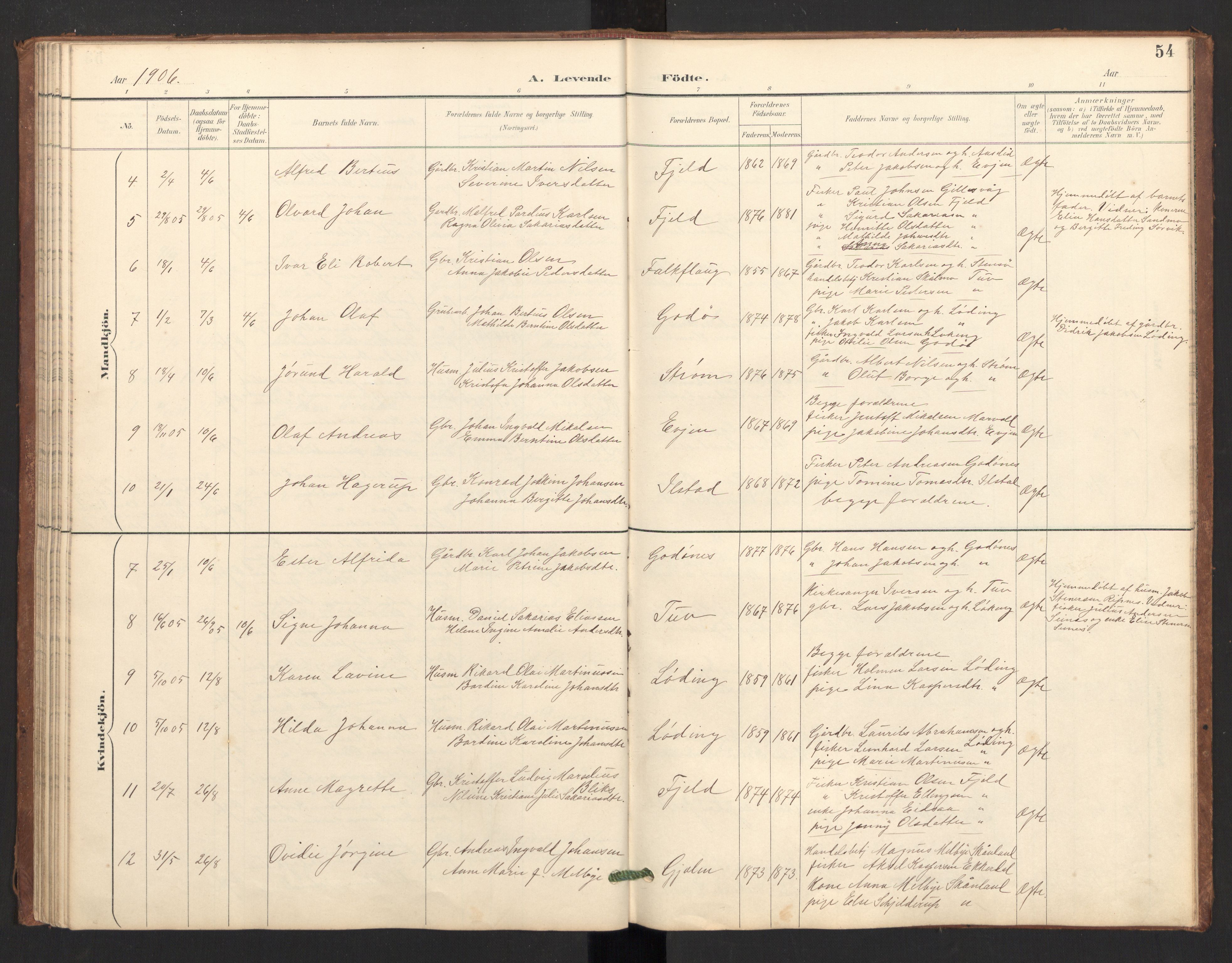 Ministerialprotokoller, klokkerbøker og fødselsregistre - Nordland, AV/SAT-A-1459/804/L0087: Parish register (official) no. 804A08, 1894-1907, p. 54