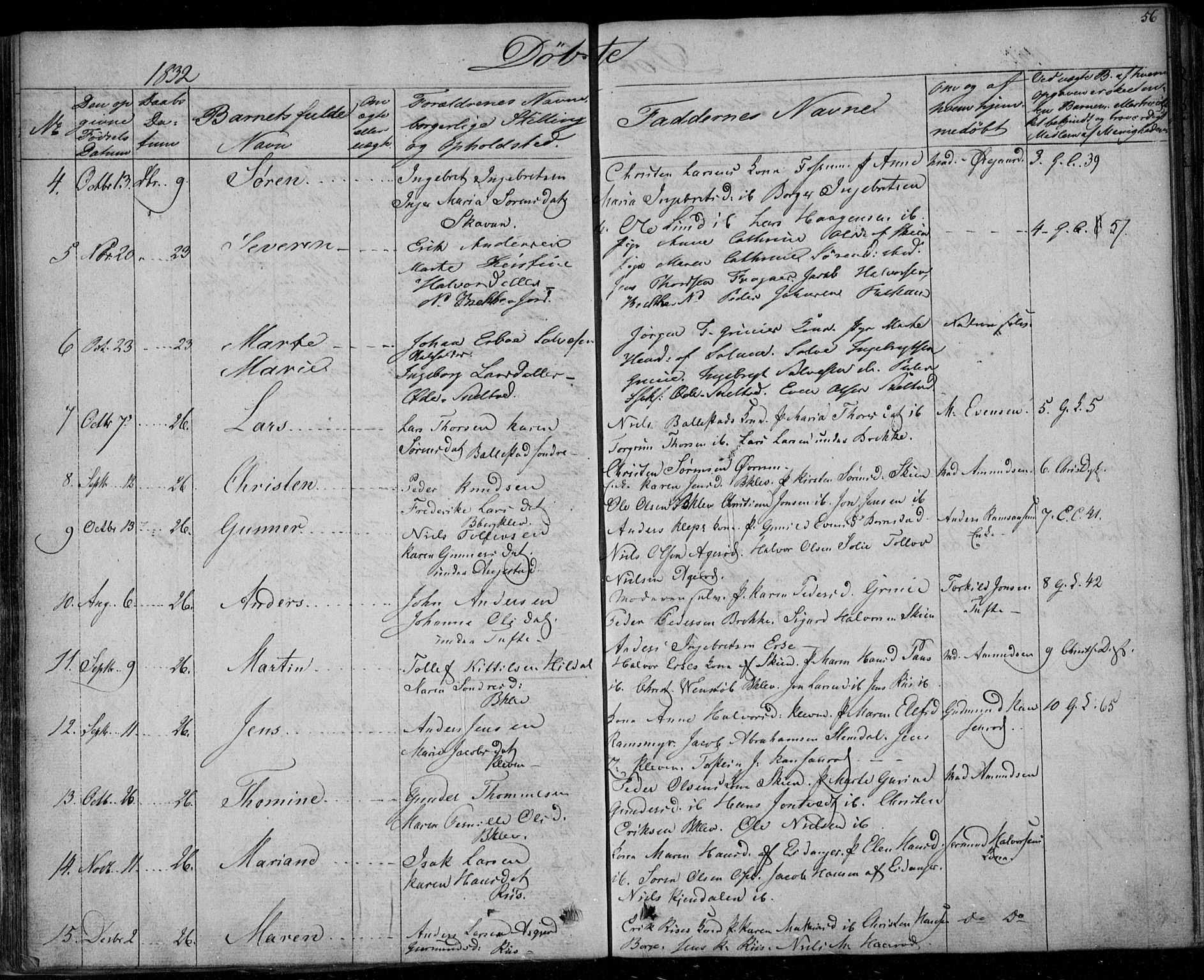 Gjerpen kirkebøker, SAKO/A-265/F/Fa/L0006: Parish register (official) no. I 6, 1829-1834, p. 56