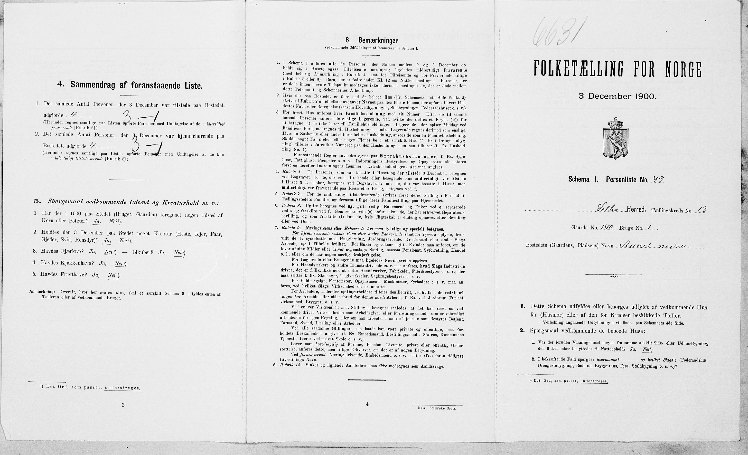 SAT, 1900 census for Selbu, 1900, p. 1390