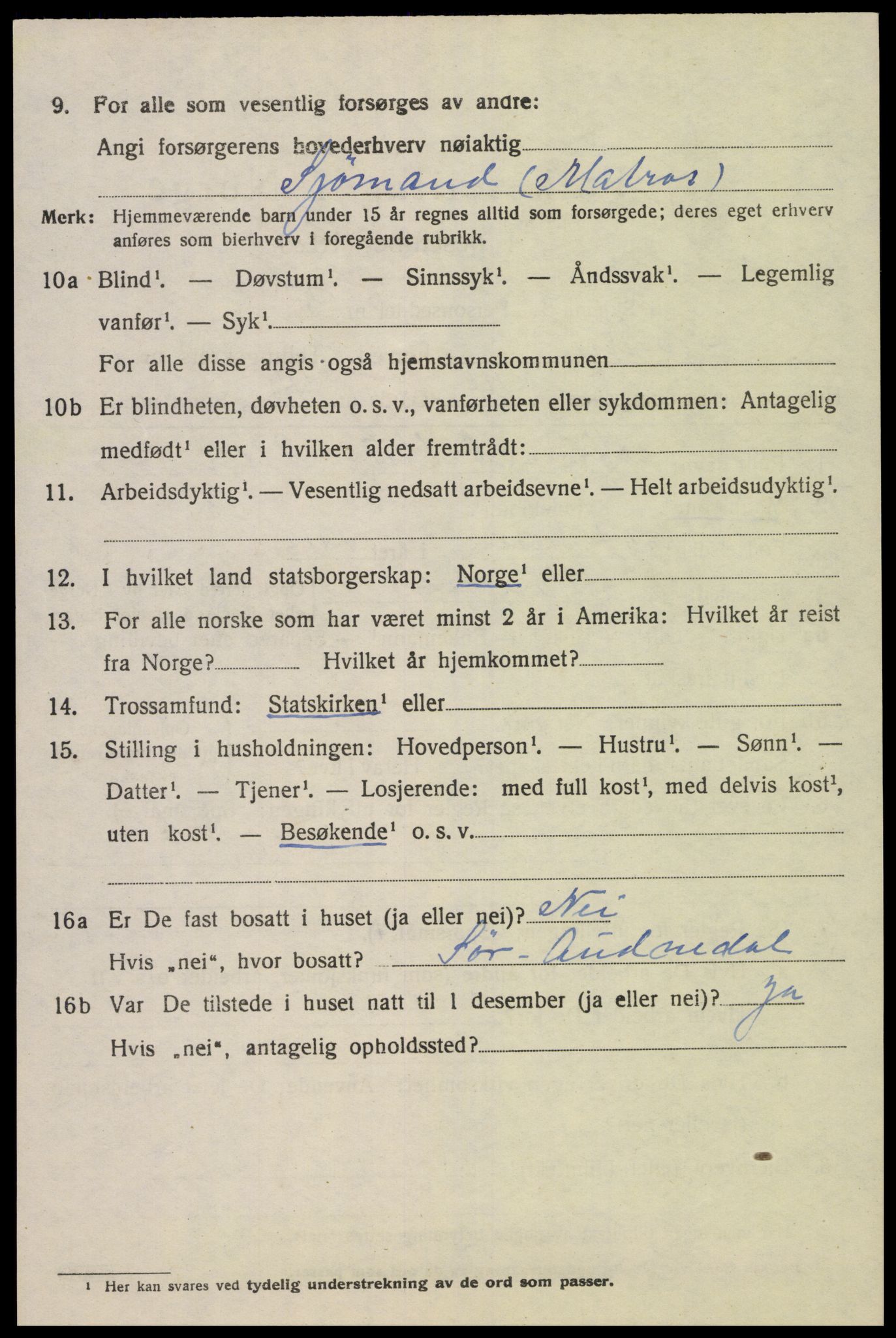 SAK, 1920 census for Holum, 1920, p. 2394