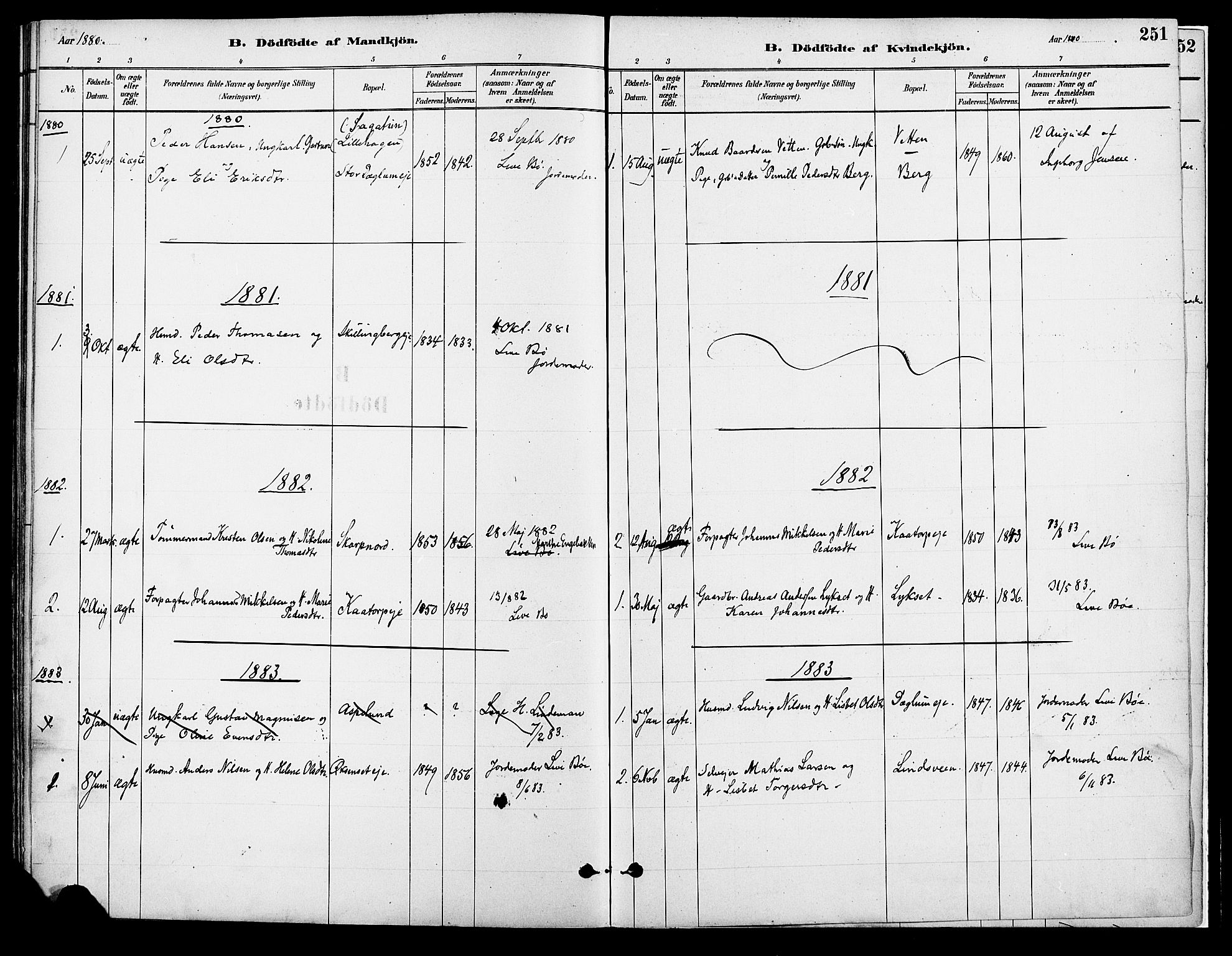 Vang prestekontor, Hedmark, SAH/PREST-008/H/Ha/Haa/L0018A: Parish register (official) no. 18A, 1880-1906, p. 251