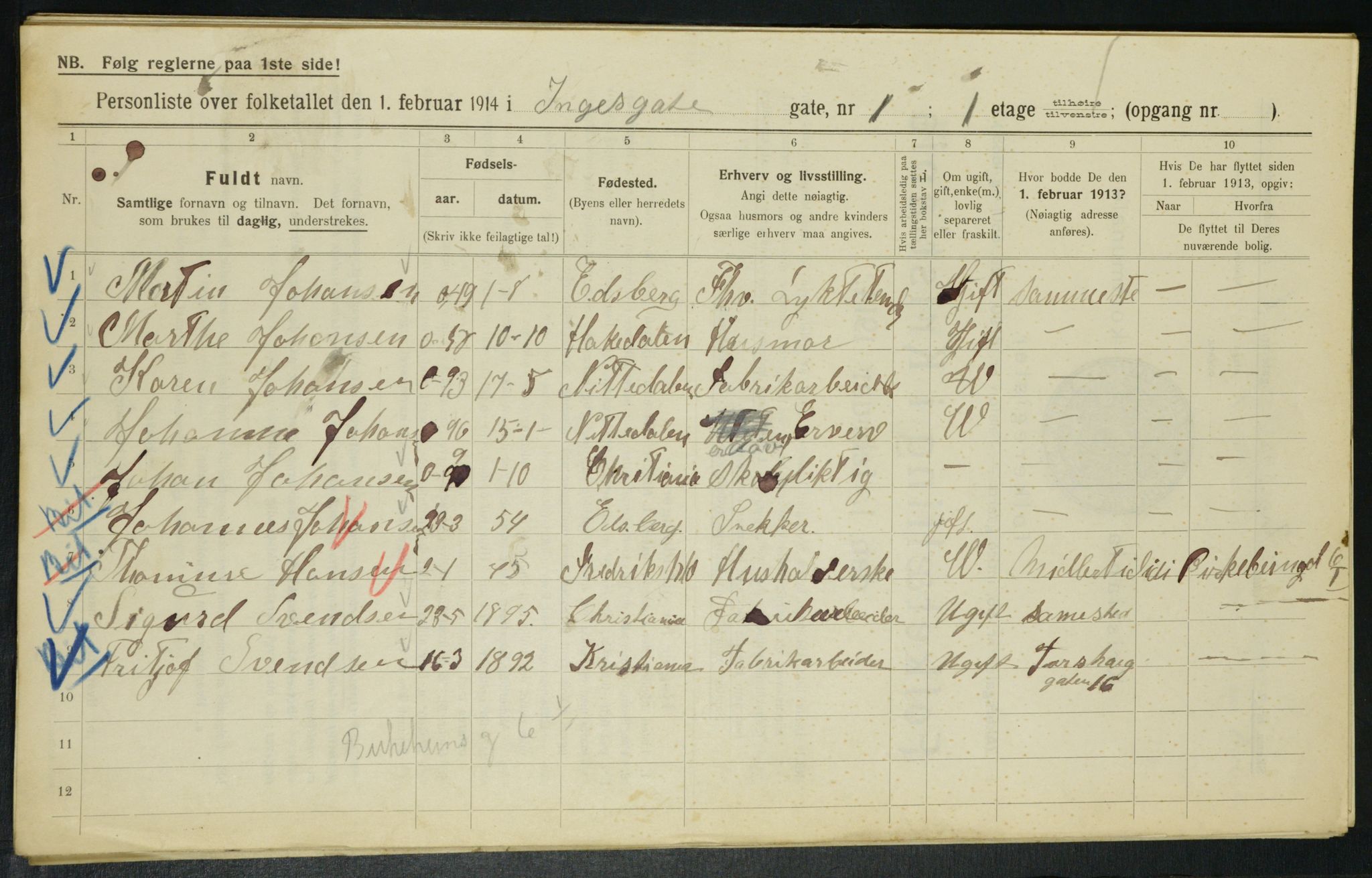 OBA, Municipal Census 1914 for Kristiania, 1914, p. 43930