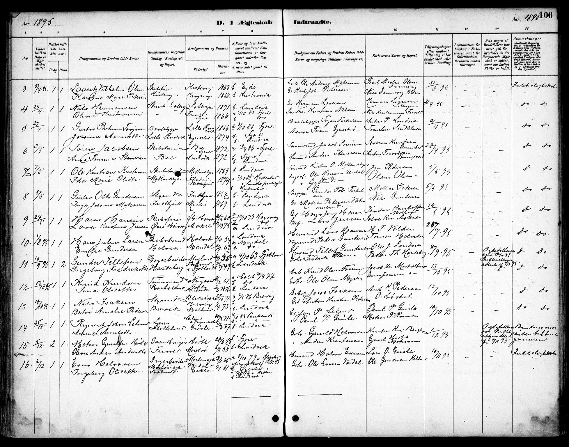 Hommedal sokneprestkontor, AV/SAK-1111-0023/F/Fb/Fbb/L0007: Parish register (copy) no. B 7, 1885-1904, p. 106