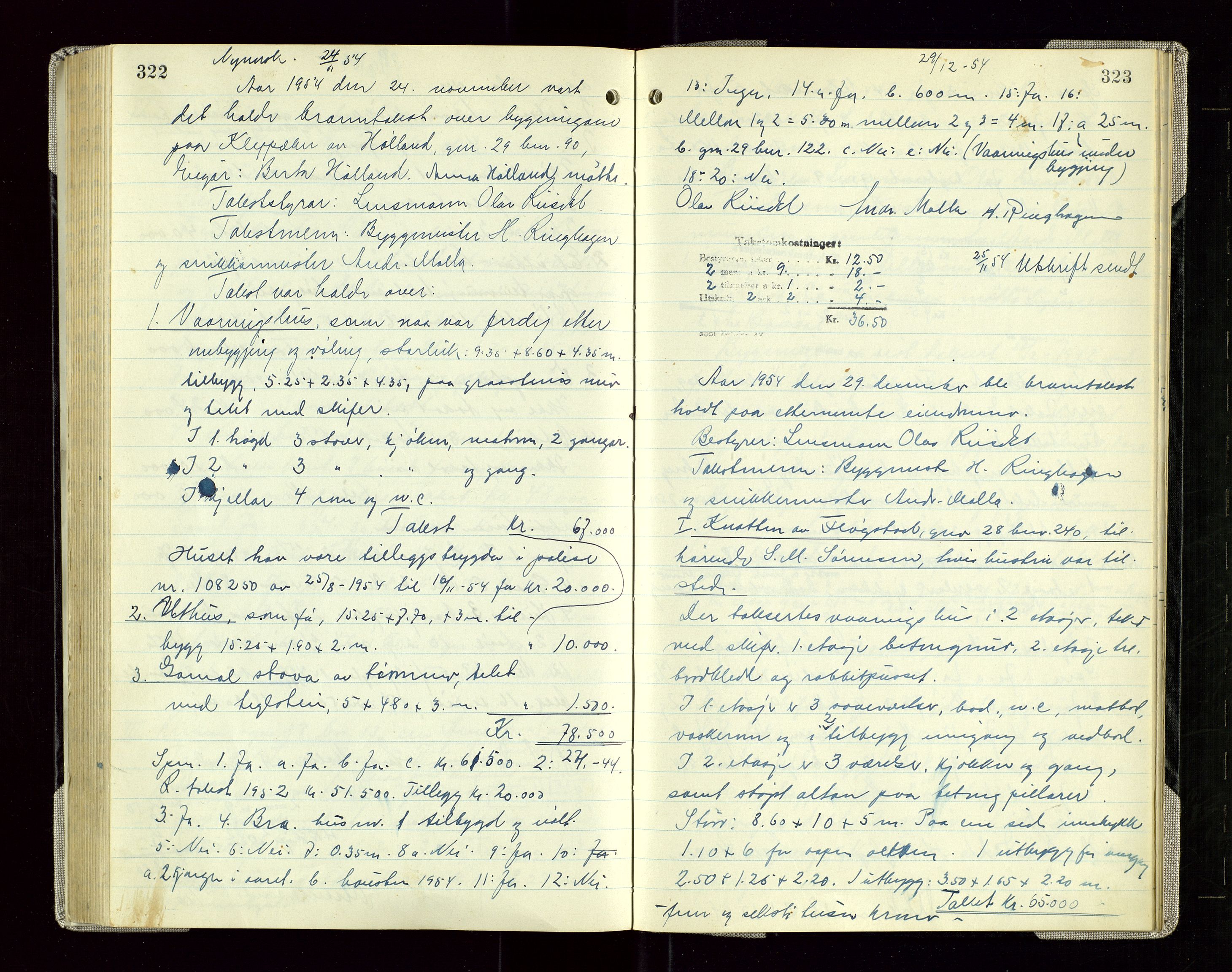 Sauda lensmannskontor, AV/SAST-A-100177/Goa/L0005: "Branntakstprotokoll for Sauda lensmannsdistrikt", 1946-1955, p. 322-323