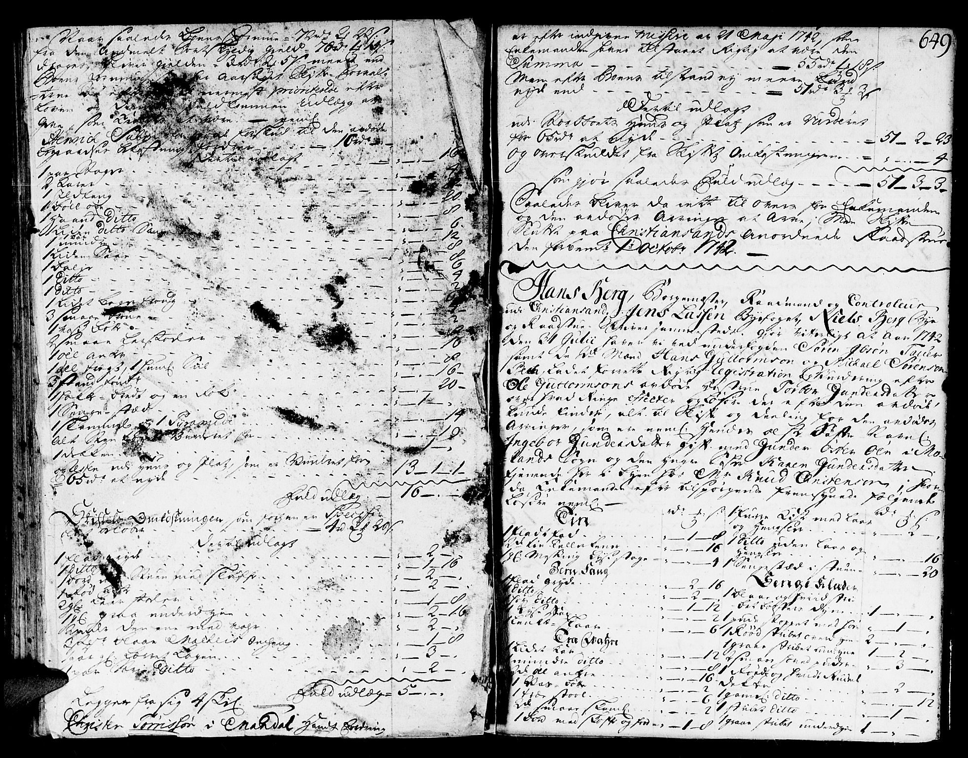 Kristiansand byrett, AV/SAK-1223-0001/H/Hc/L0006: Skifteprotokoll nr. 4, 1735-1743, p. 648b-649a