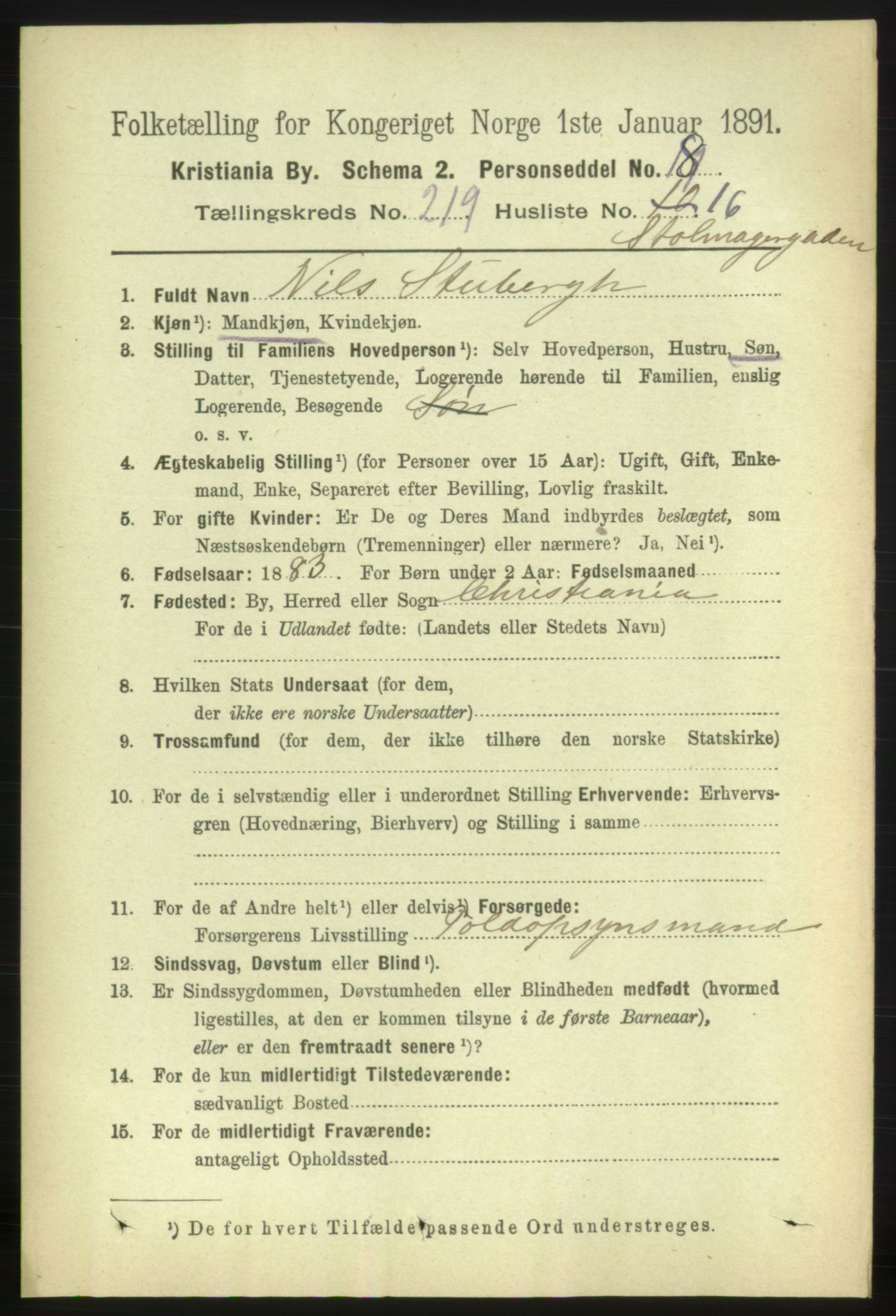 RA, 1891 census for 0301 Kristiania, 1891, p. 130460