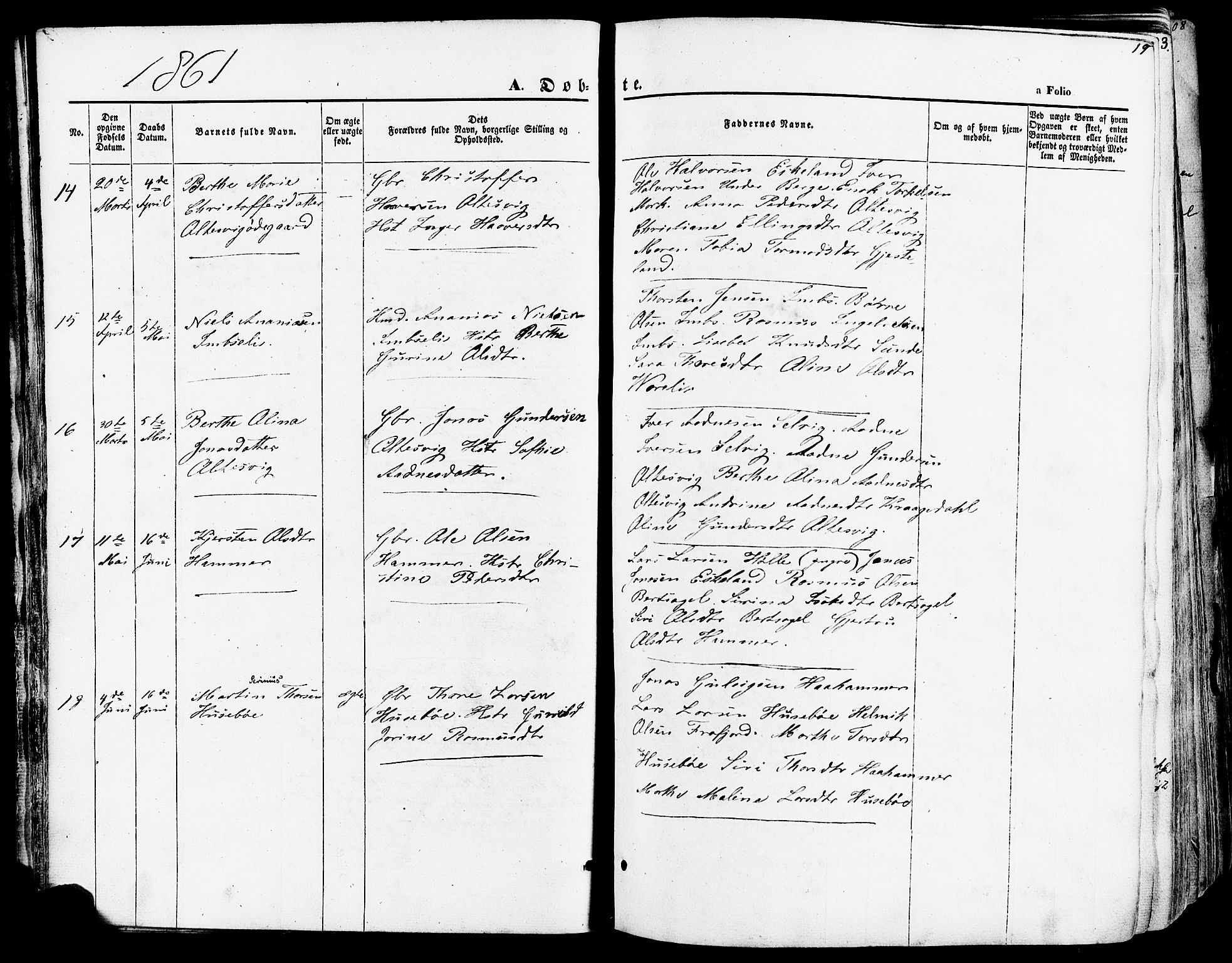 Høgsfjord sokneprestkontor, AV/SAST-A-101624/H/Ha/Haa/L0002: Parish register (official) no. A 2, 1855-1885, p. 19