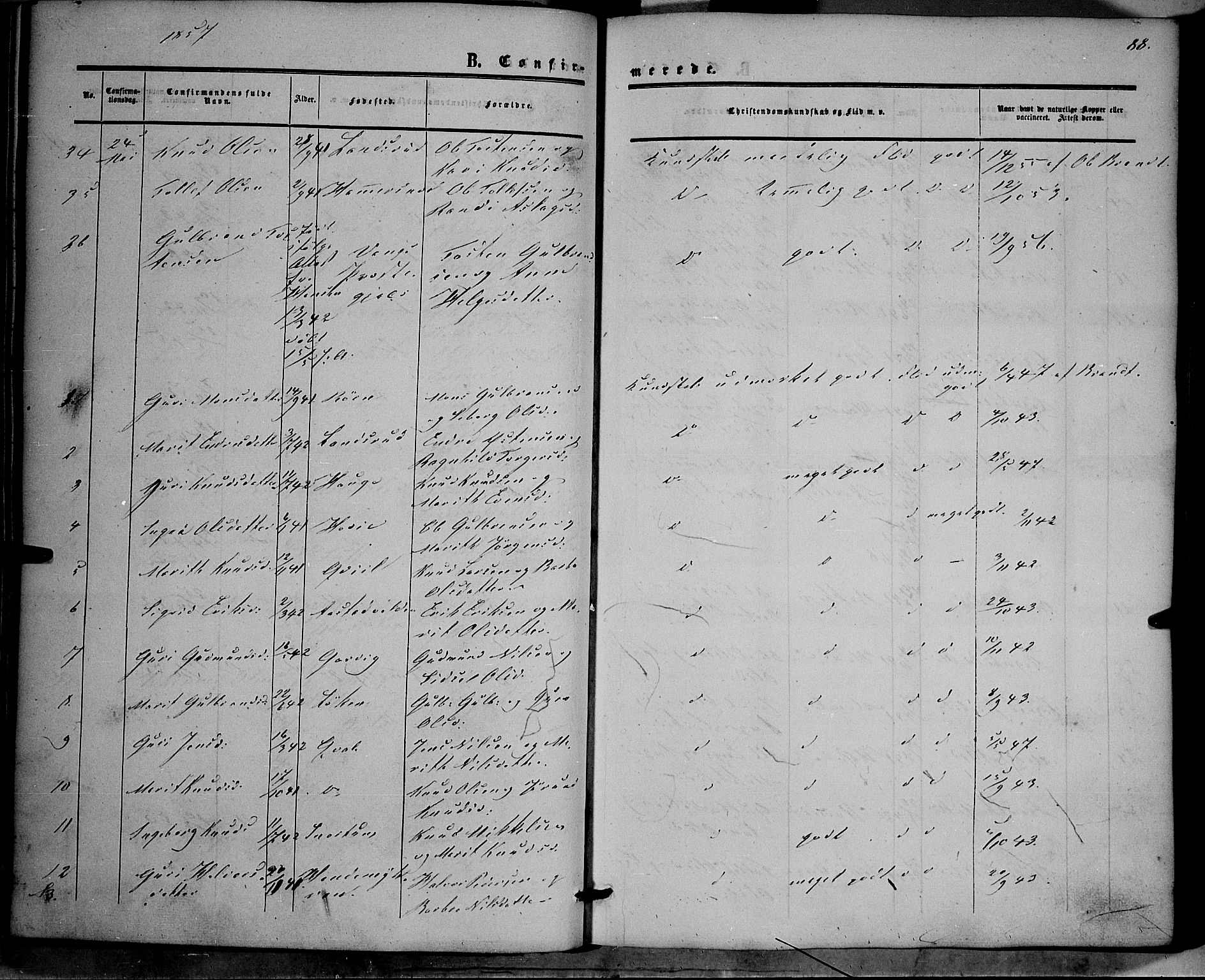 Vestre Slidre prestekontor, AV/SAH-PREST-136/H/Ha/Haa/L0002: Parish register (official) no. 2, 1856-1864, p. 88