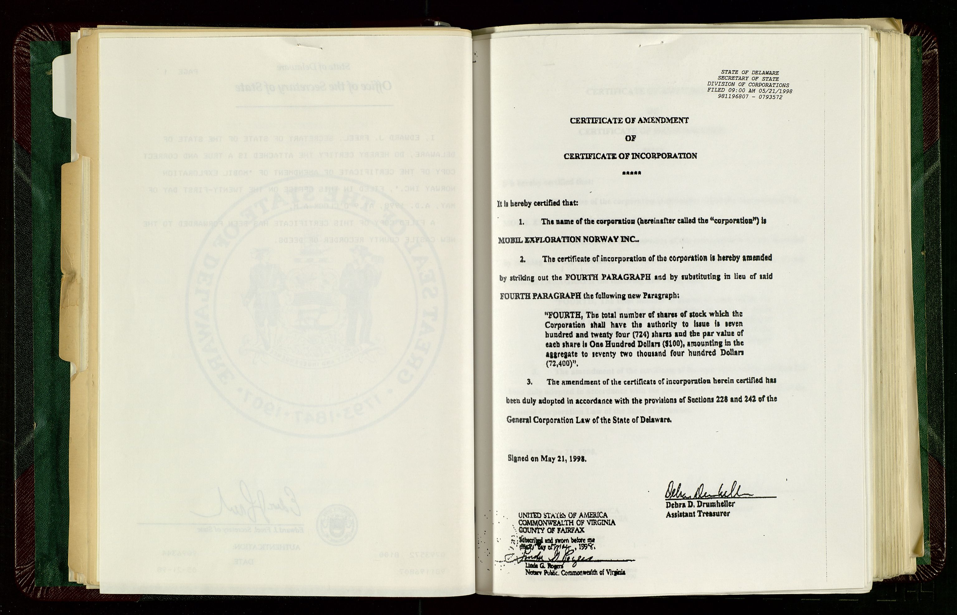 Pa 1578 - Mobil Exploration Norway Incorporated, AV/SAST-A-102024/7/A/Aa/L0001: Styreprotokoll og dokumenter, 1973-1998