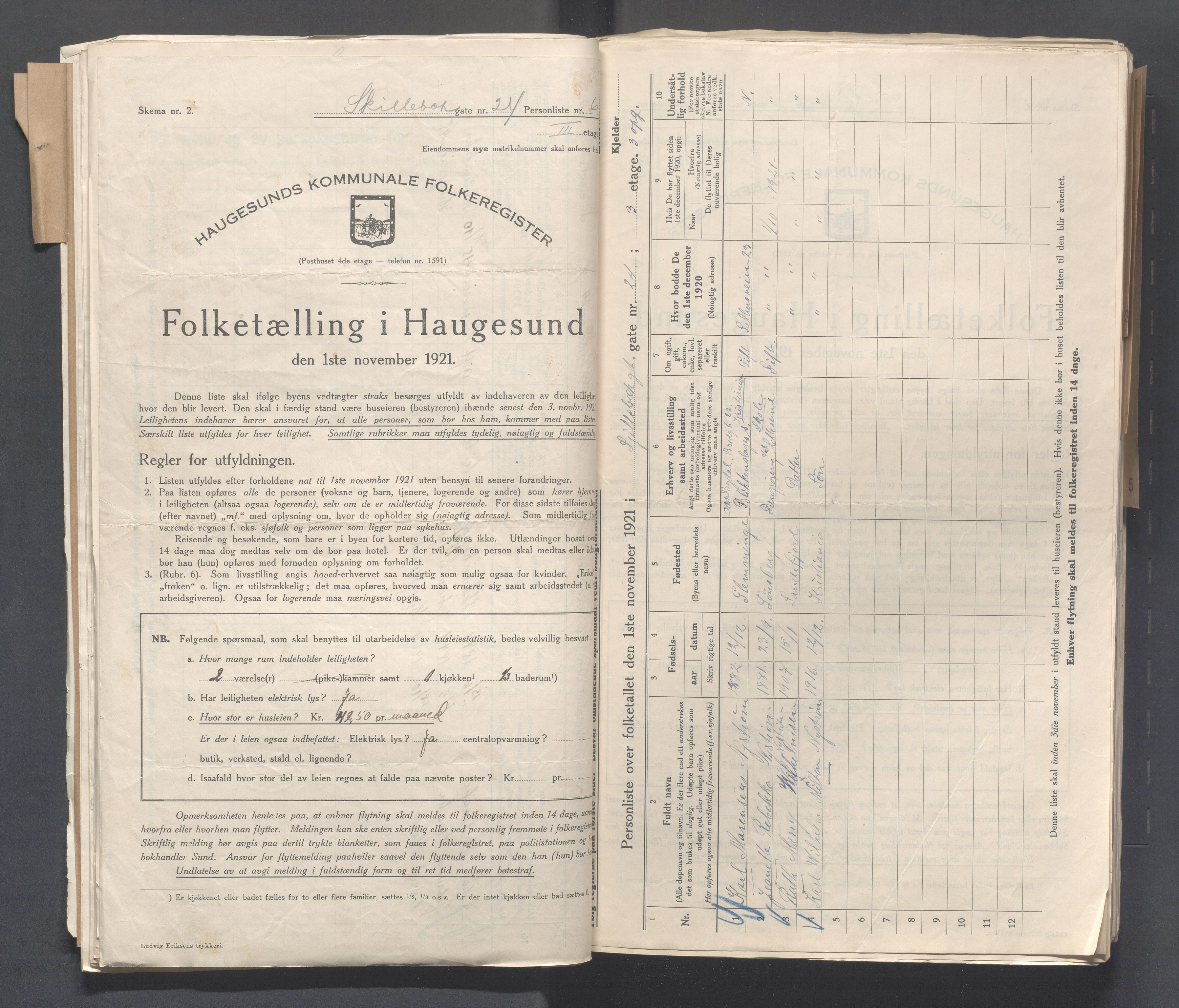 IKAR, Local census 1.11.1921 for Haugesund, 1921, p. 3934