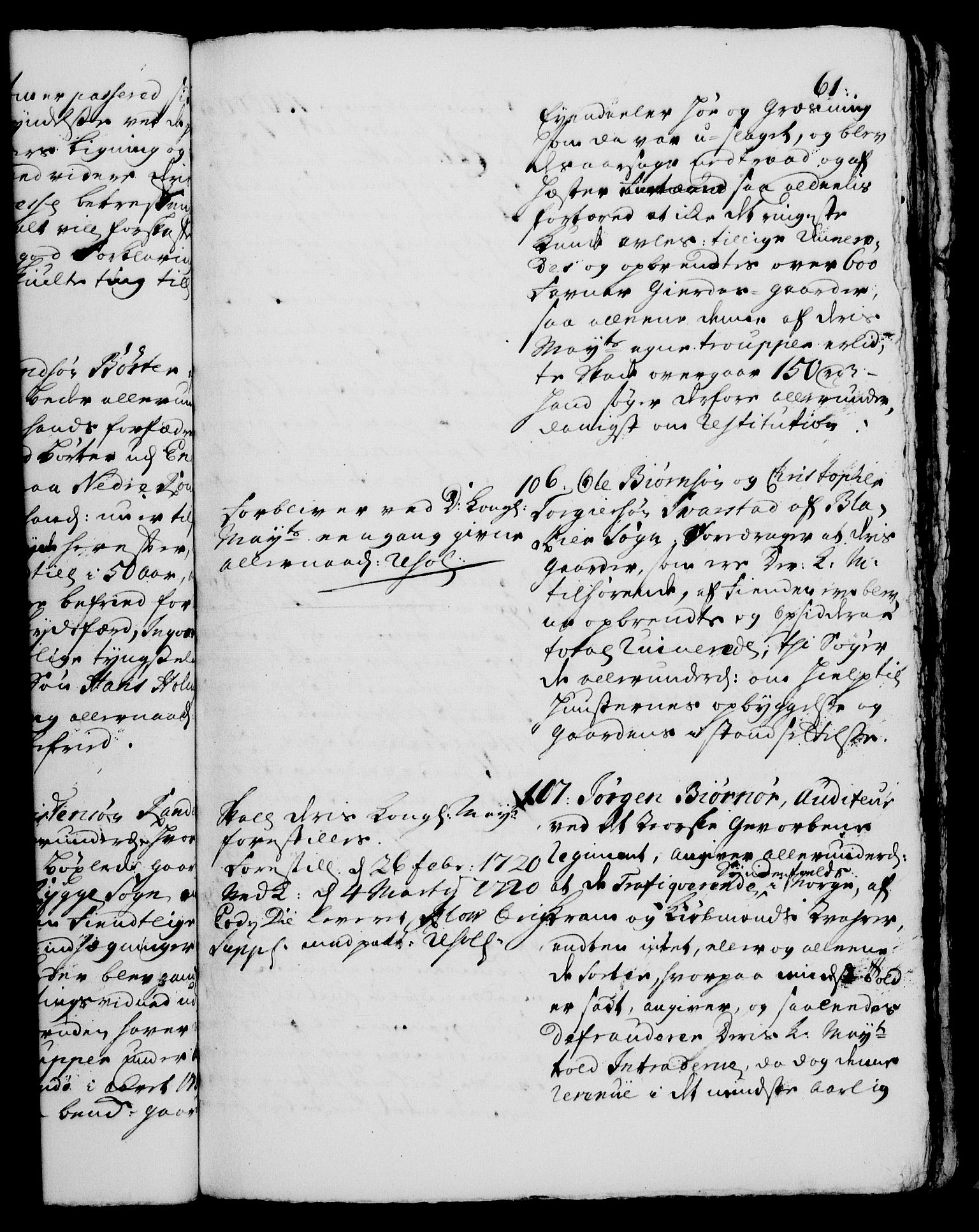 Rentekammeret, Kammerkanselliet, RA/EA-3111/G/Gh/Gha/L0001: Norsk ekstraktmemorialprotokoll, sak. 1-375 (merket RK 53.46), 1720, p. 61